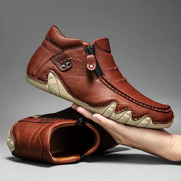 Genuine Leather Walking Shoes – Orthopedic Arch Support Design