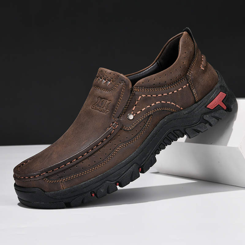 Men's Handcrafted Wide Toe Outdoor Loafers | Arch Support Leather Shoes