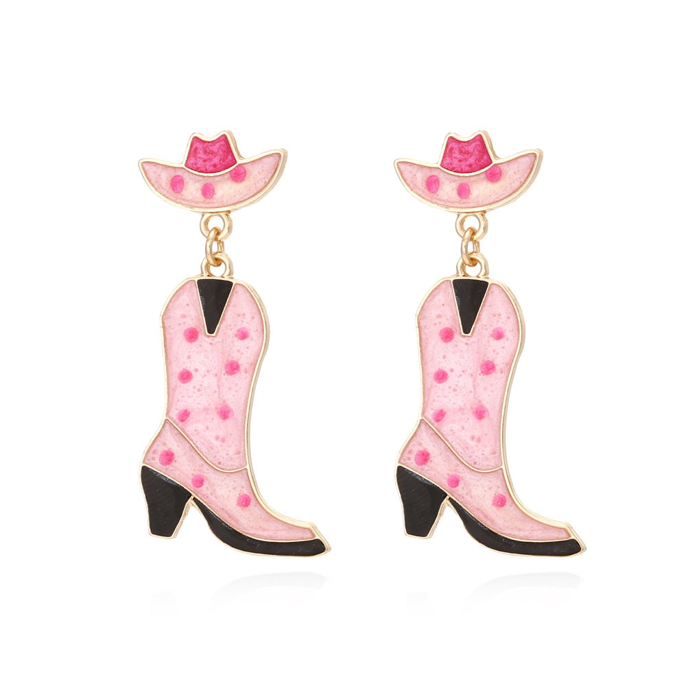 🤠 Fashion Retro Western Cowboy Boots and Hat Shaped Earrings👢