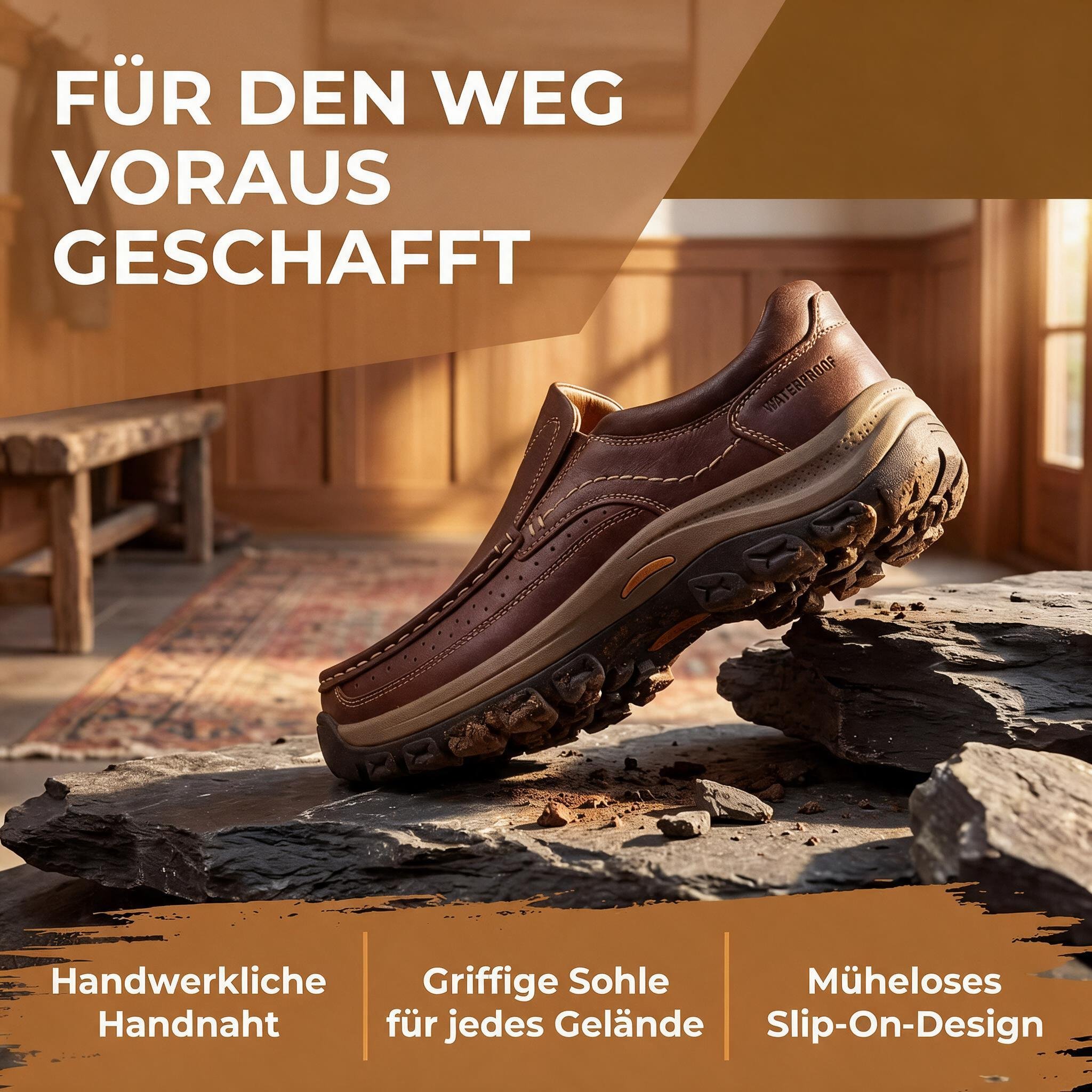 MANTRAFF® Orthopädische Herren-Schlupfstiefel aus Vollnarbenleder