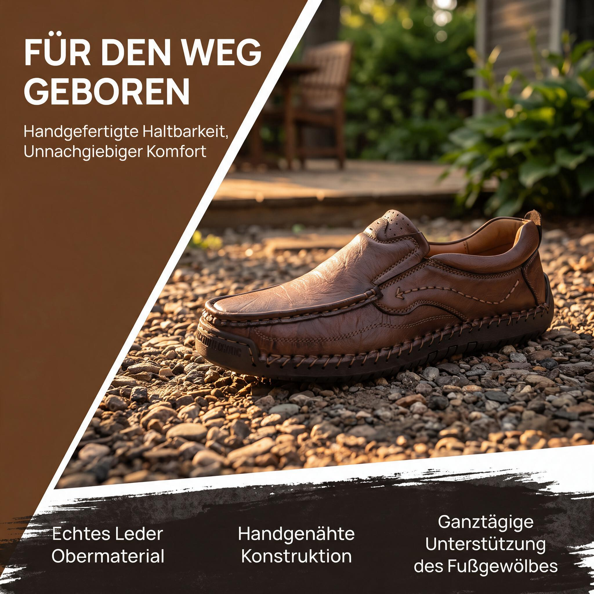 MANTRAFF® Herren-Freizeitschuhe zum Hineinschlüpfen aus genarbtem Leder mit Knitteroptik