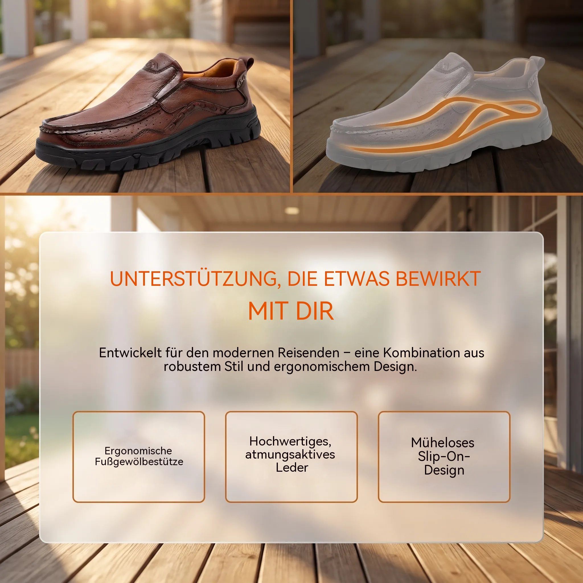 MANTRAFF® Handgenähte Outdoor-Freizeitschuhe aus Leder für Herren