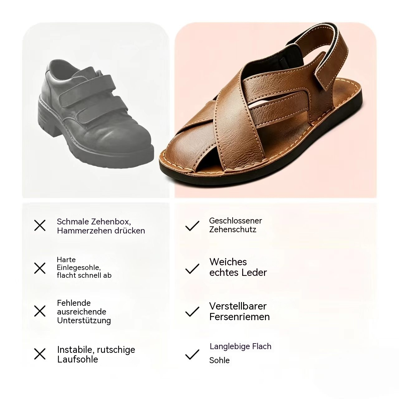 ⏰ Letzter Tag! 45 % Rabatt 🔥 MANTRAFF® Damen-Sandalen aus Echtleder mit geschlossener Zehenpartie