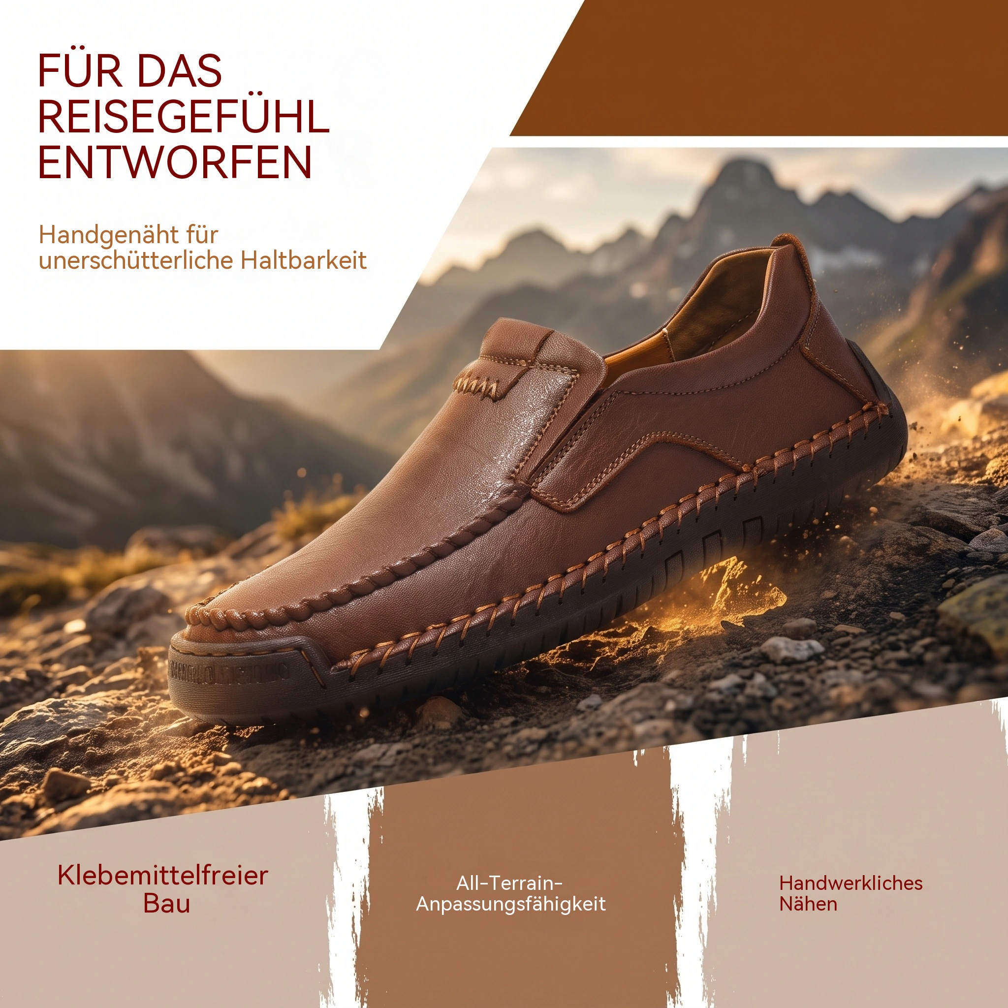 MANTRAFF® Herren-Leder-Loafer – Slip-on, orthopädische Fußgewölbestütze