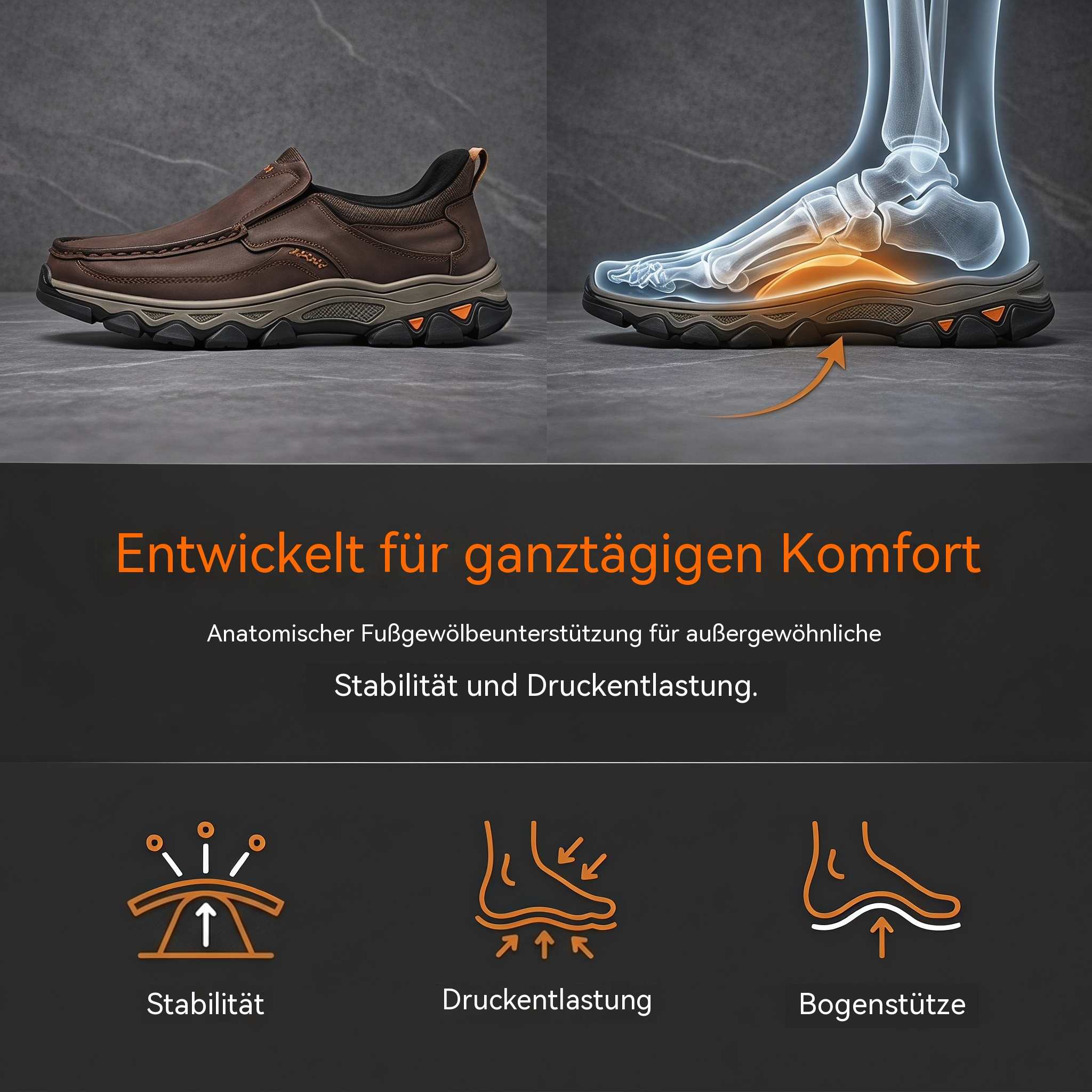 MANTRAFF® Orthopädische Herren-Gehschuhe aus echtem Leder