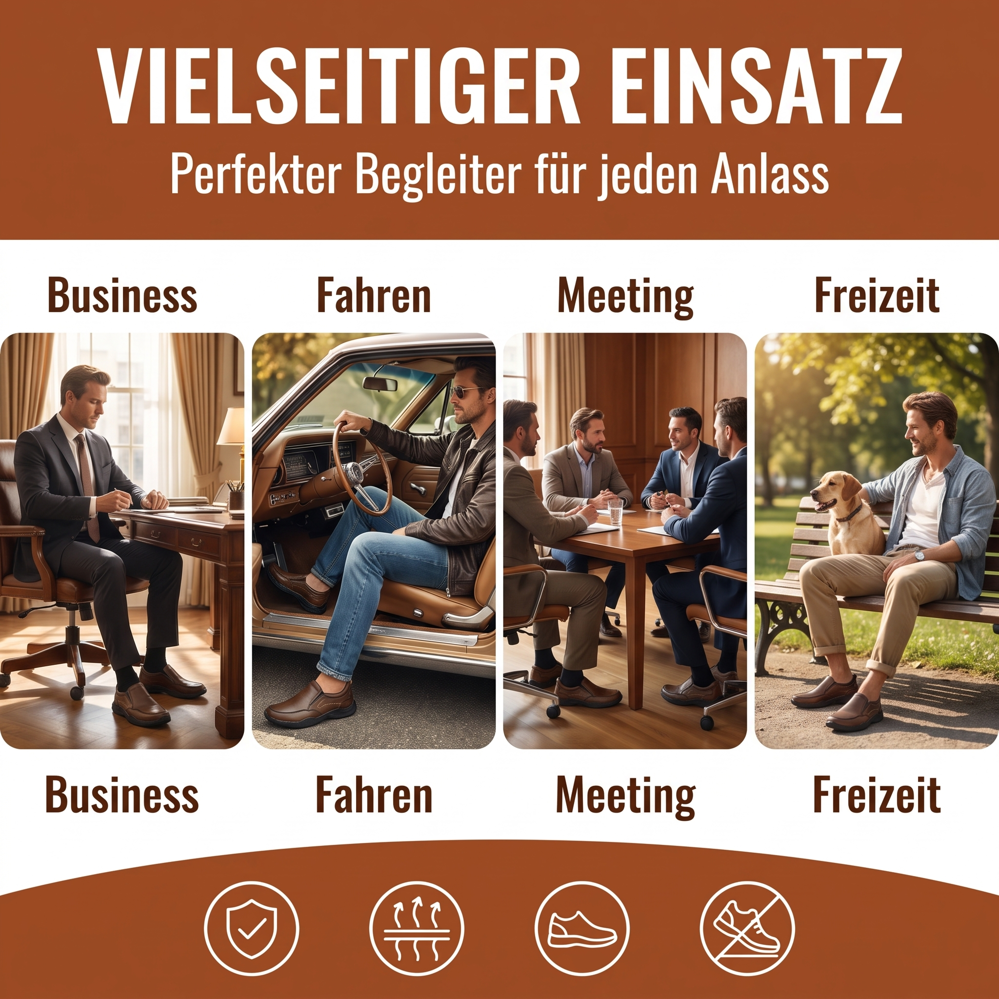 MANTRAFF® Herren-Outdoor-Freizeitschuhe zum Hineinschlüpfen aus vollnarbigem Leder