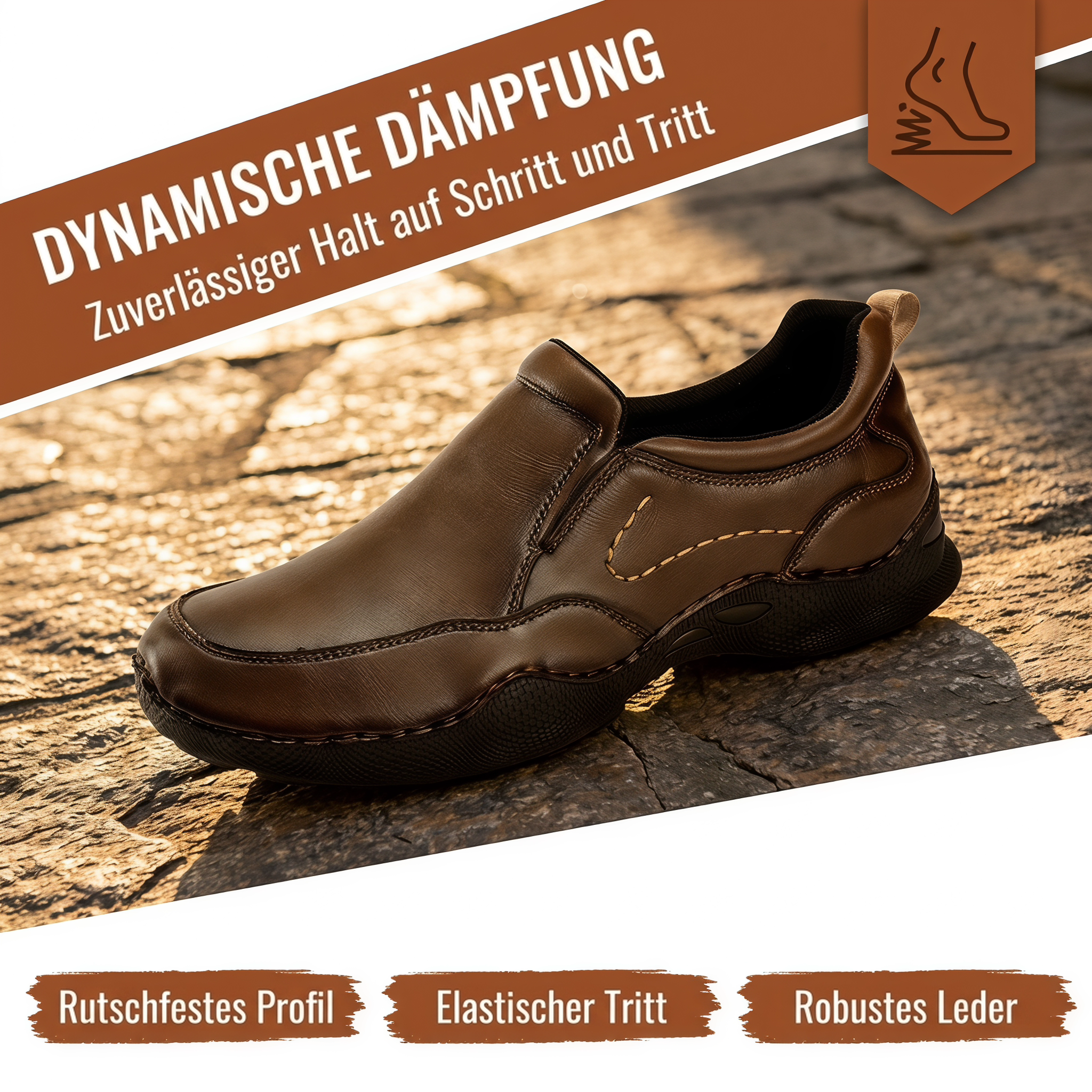 MANTRAFF® Herren-Outdoor-Freizeitschuhe zum Hineinschlüpfen aus vollnarbigem Leder