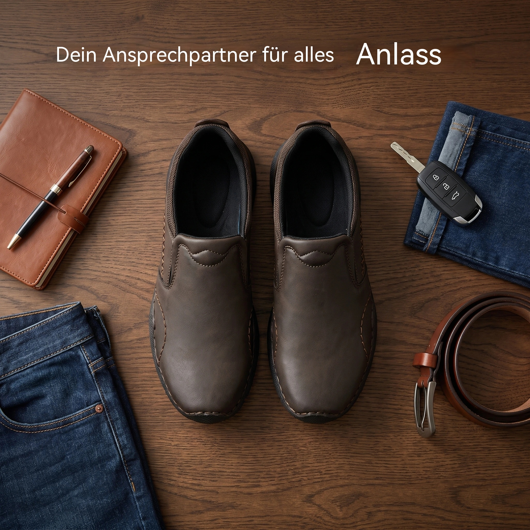 MANTRAFF® Handgenähte Herren-Leder-Slipper, lässige Outdoor-Loafer