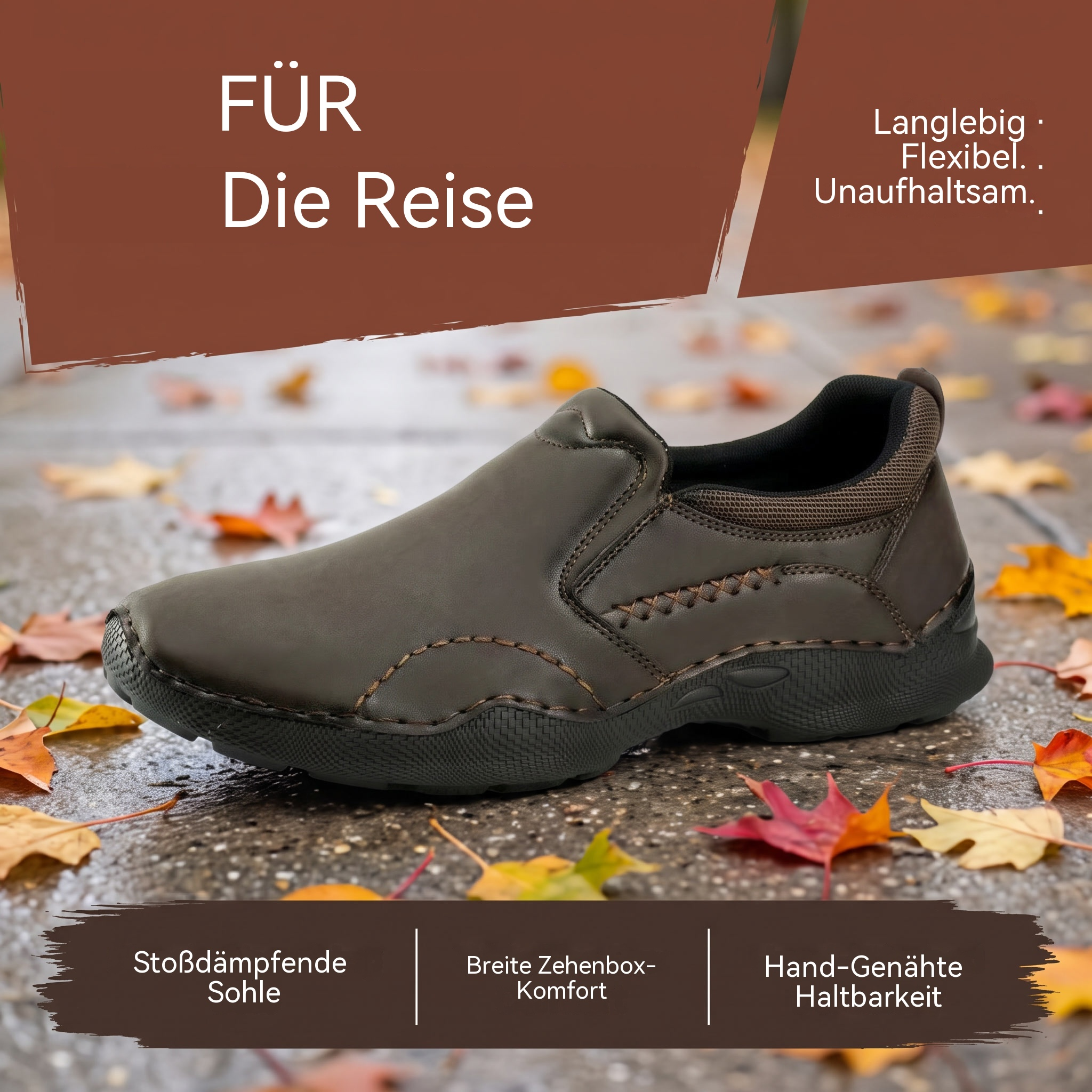 MANTRAFF® Handgenähte Herren-Leder-Slipper, lässige Outdoor-Loafer