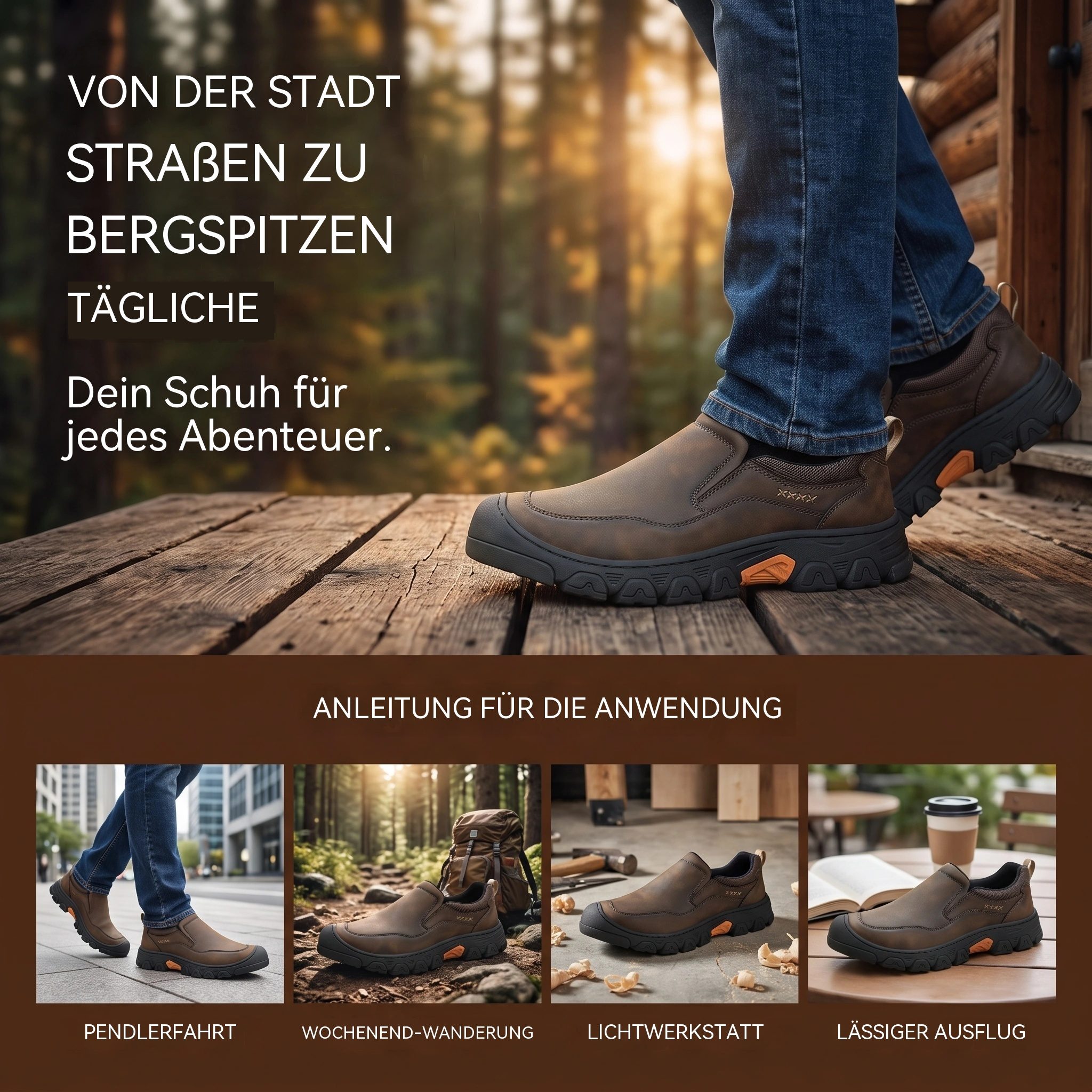 MANTRAFF® Herren-Outdoor-Arbeitsschuhe zum Hineinschlüpfen – Freizeit-Wanderschuhe mit Fußgewölbestütze