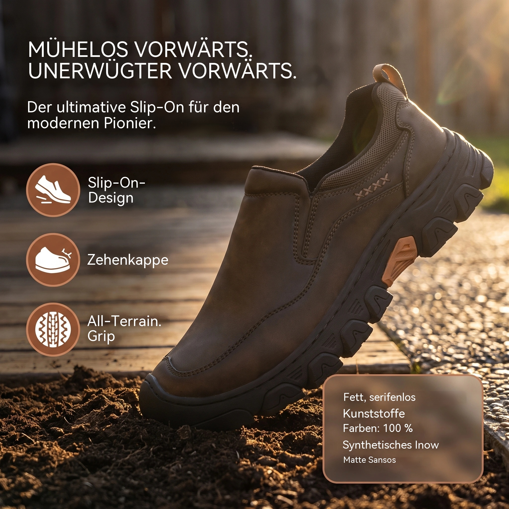 MANTRAFF® Herren-Outdoor-Arbeitsschuhe zum Hineinschlüpfen – Freizeit-Wanderschuhe mit Fußgewölbestütze