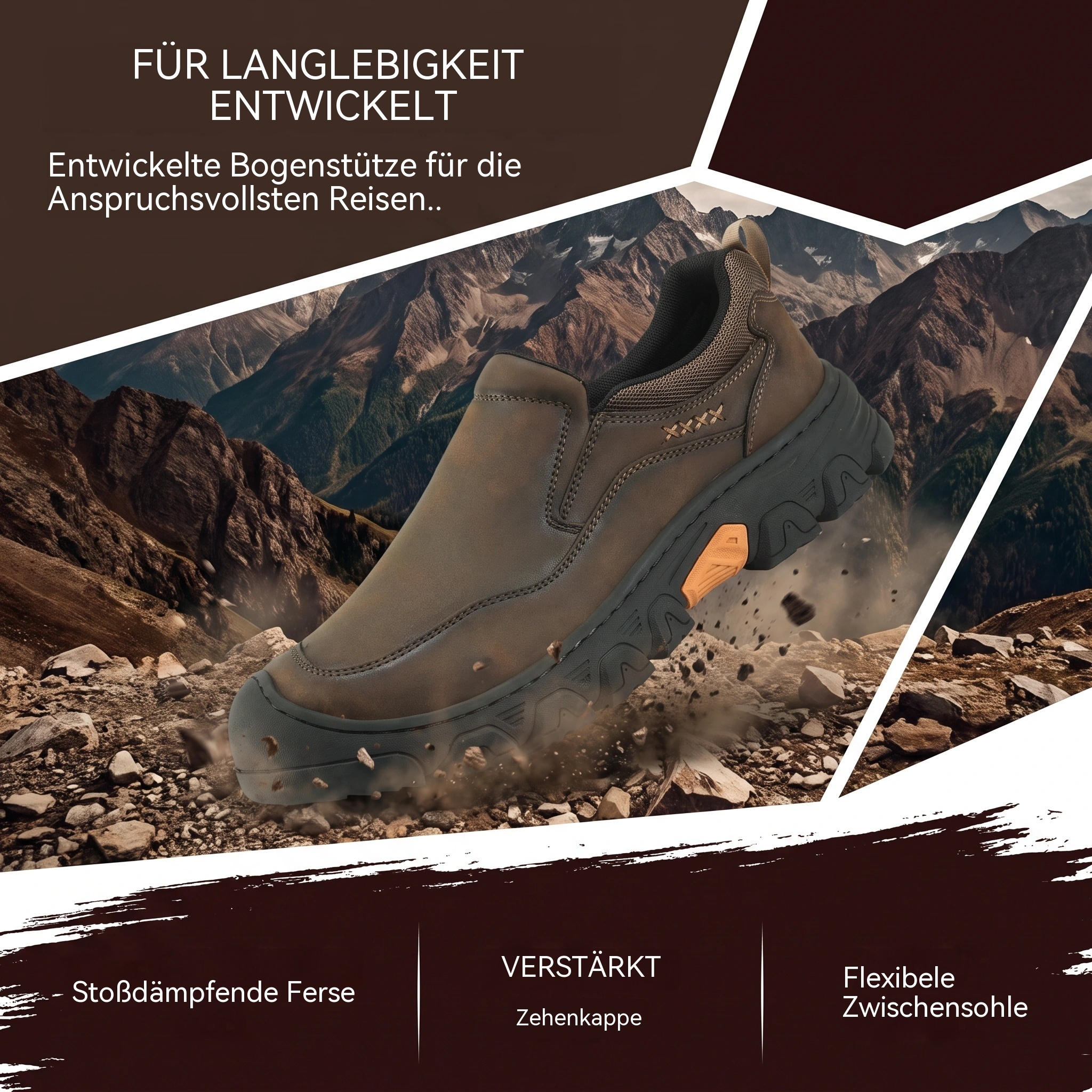MANTRAFF® Herren-Outdoor-Arbeitsschuhe zum Hineinschlüpfen – Freizeit-Wanderschuhe mit Fußgewölbestütze