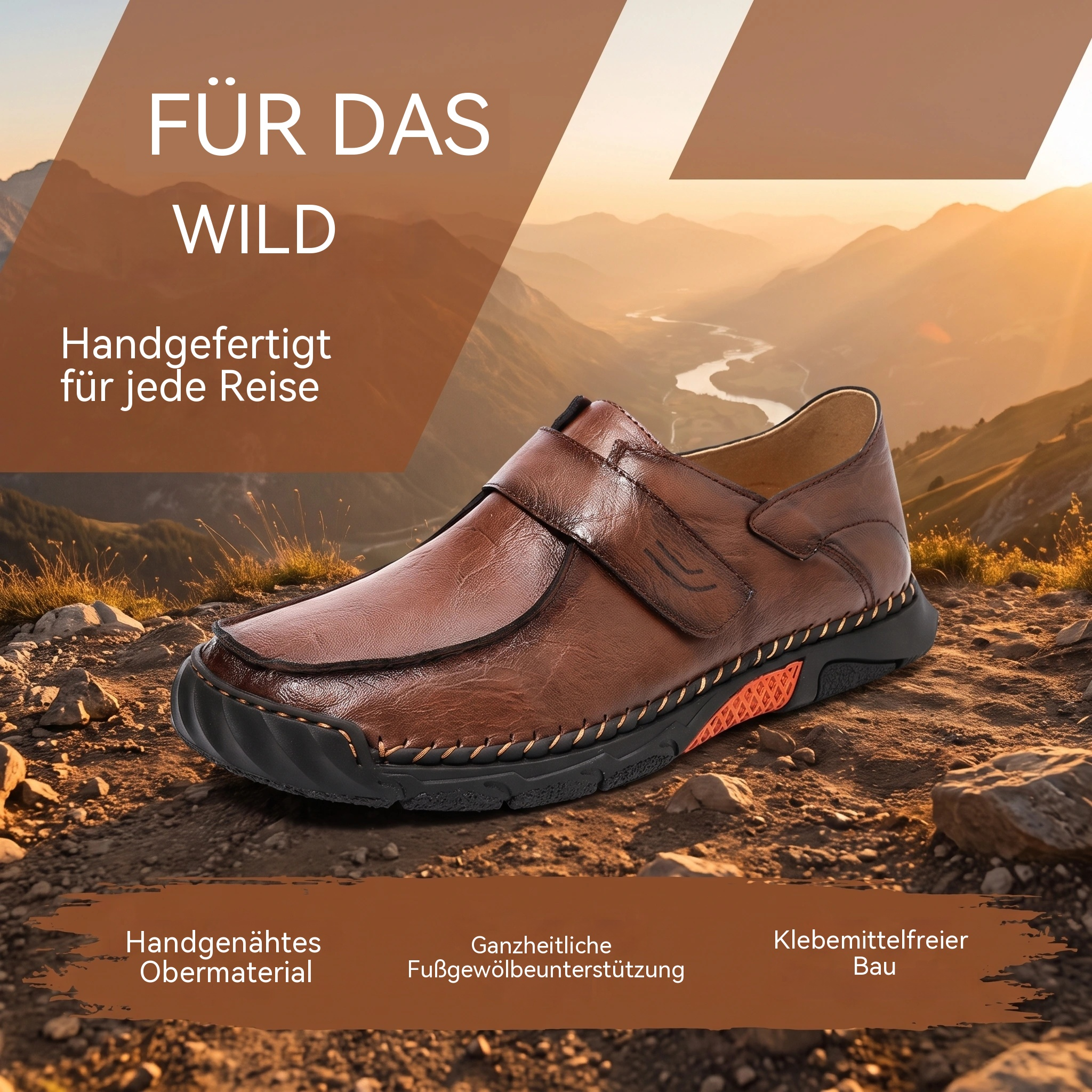 MANTRAFF® Handgenähte Leder-Wanderschuhe für Herren