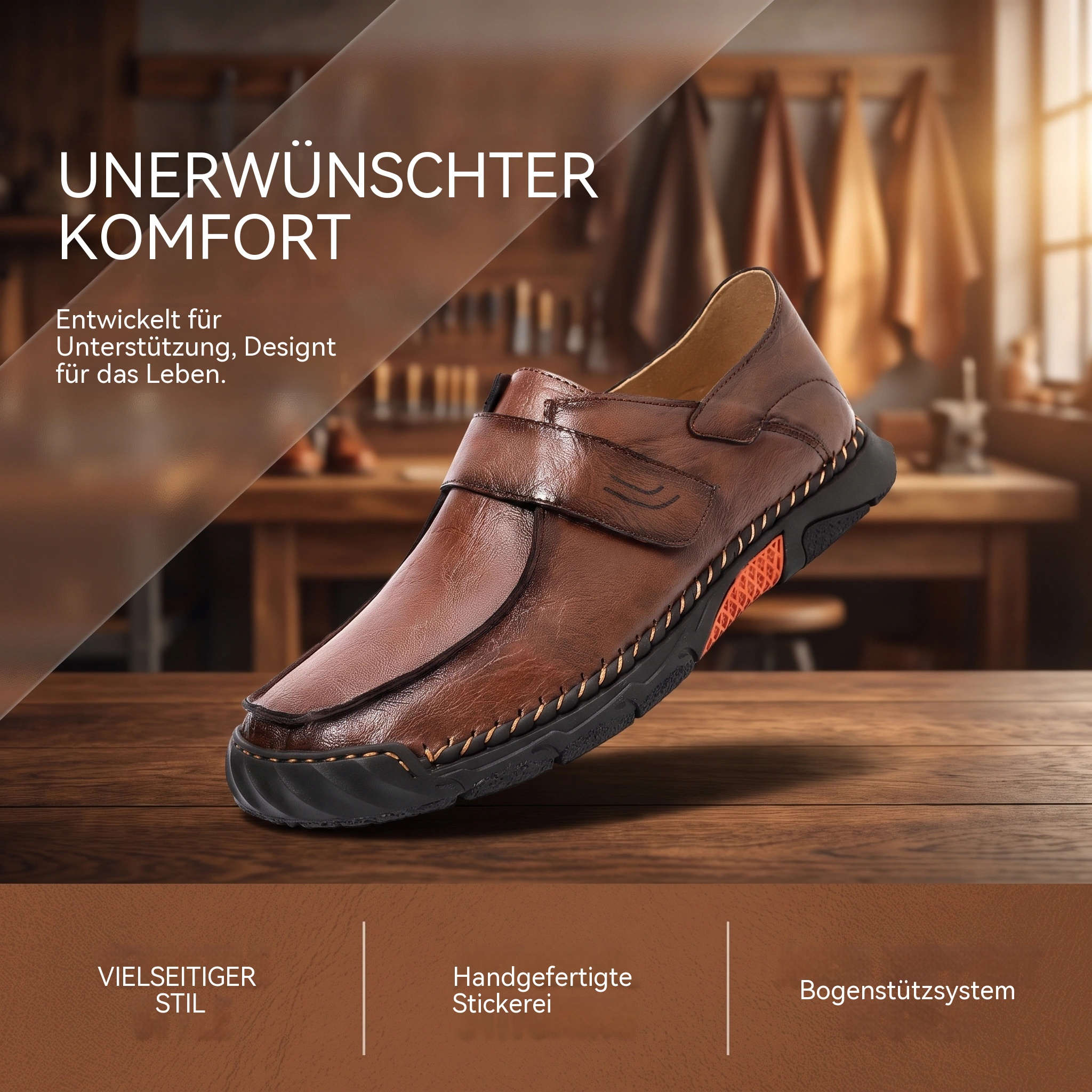 MANTRAFF® Handgenähte Leder-Wanderschuhe für Herren