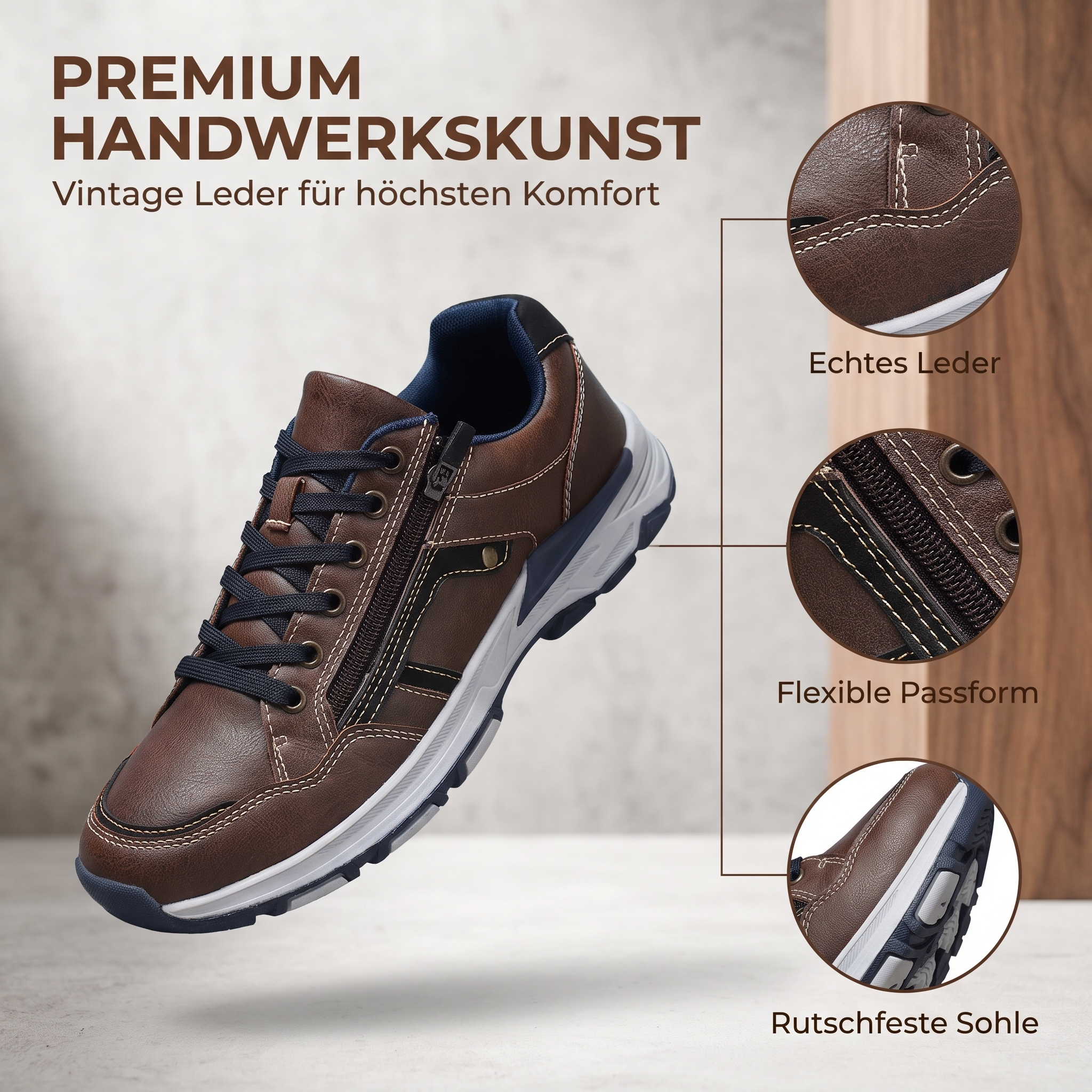 MANTRAFF®Herren Outdoor Schuh mit Seitenreißverschluss