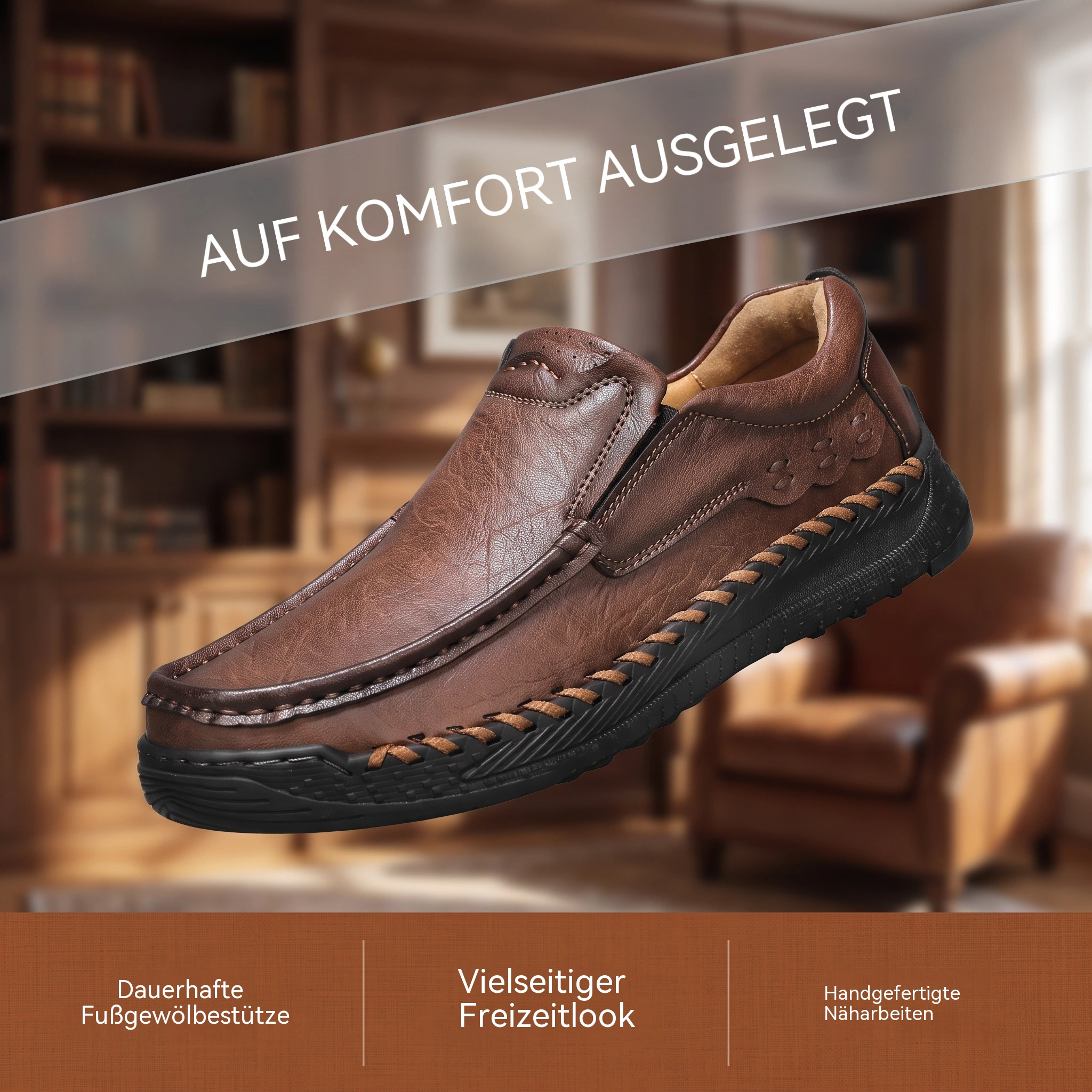 MANTRAFF® Orthopädische Herren-Slipper – Handgefertigtes Leder