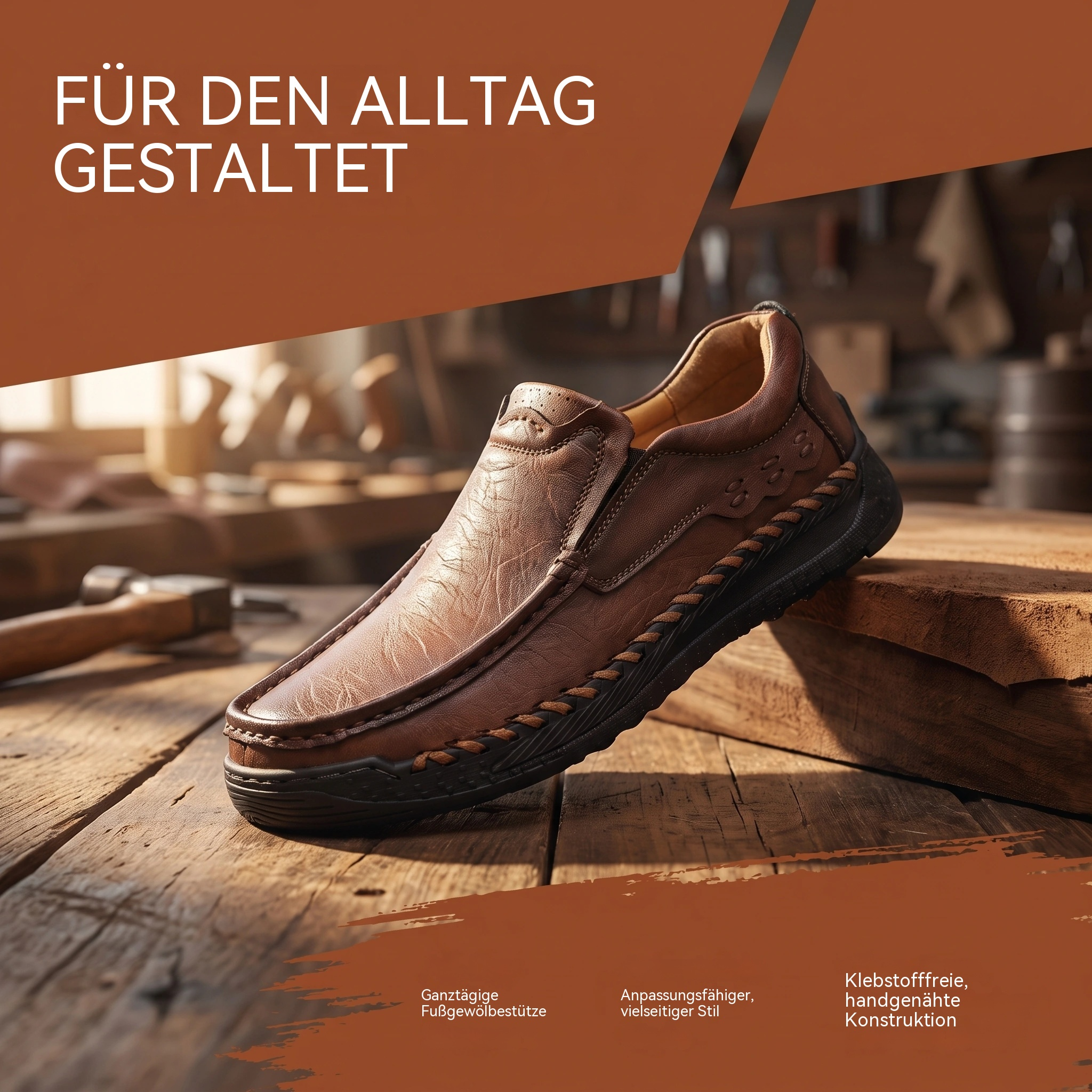 MANTRAFF® Orthopädische Herren-Slipper – Handgefertigtes Leder