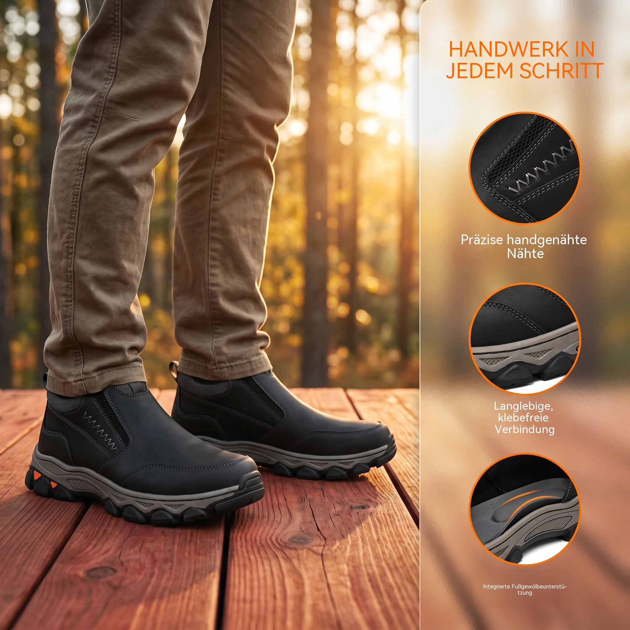MANTRAFF® Orthopädische Herren-Wanderschuhe aus echtem Leder – handgefertigt