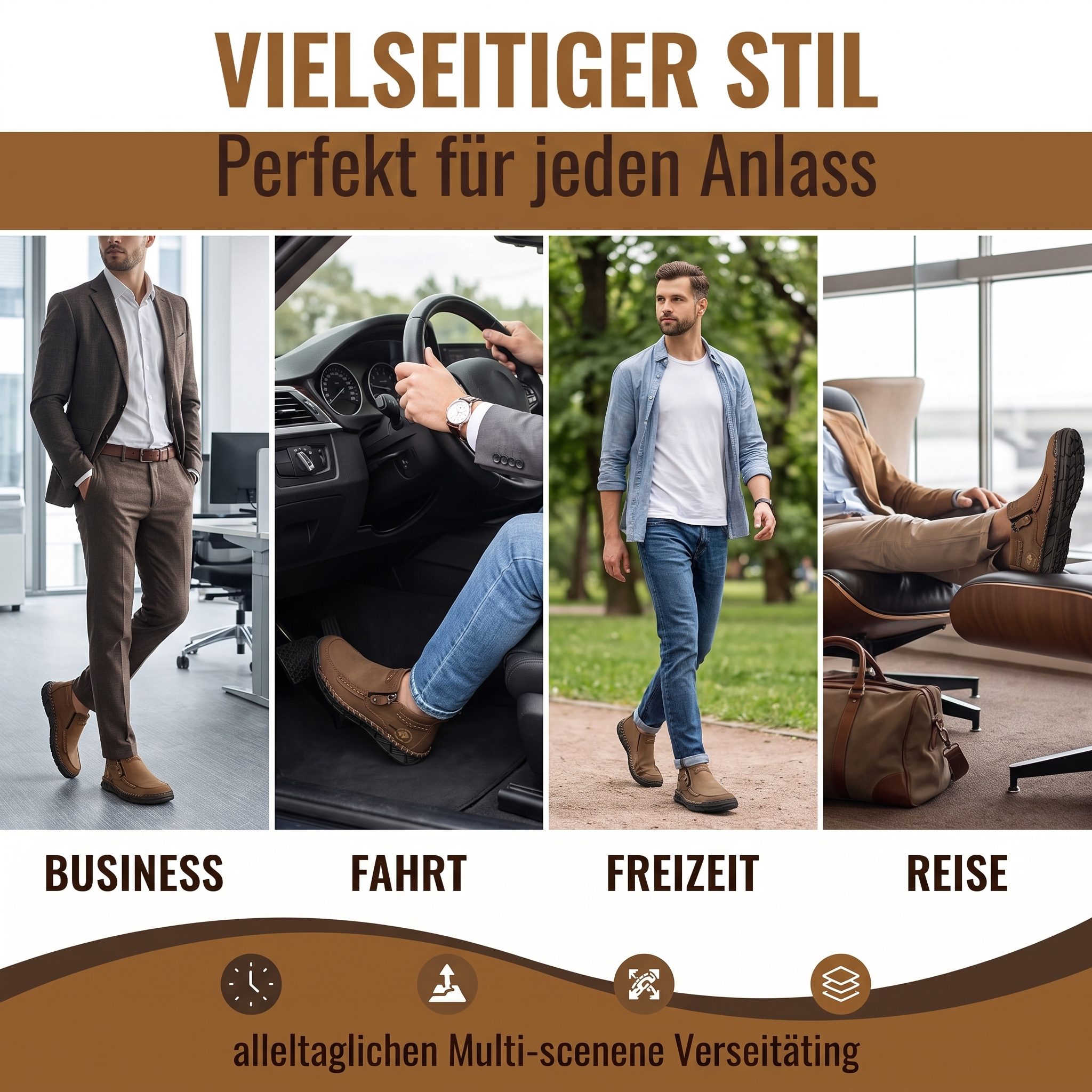 MANTRAFF® Herren-Leder-Stiefeletten (Mid-Top) mit seitlichem Reißverschluss