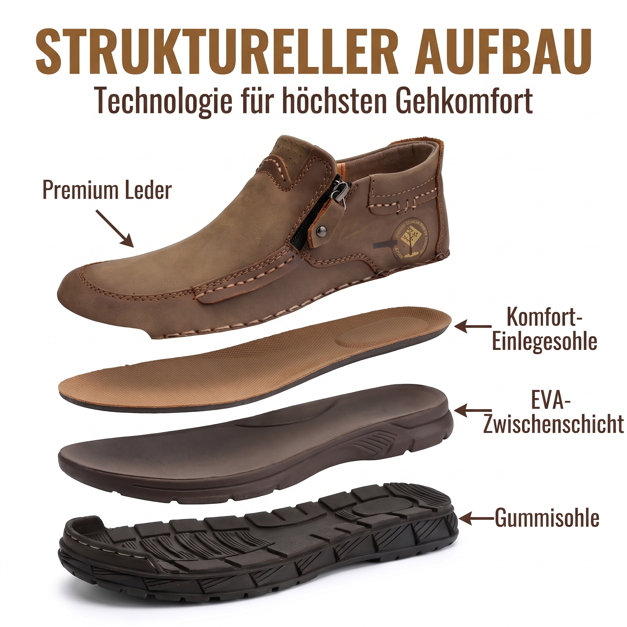 MANTRAFF® Herren-Leder-Stiefeletten (Mid-Top) mit seitlichem Reißverschluss