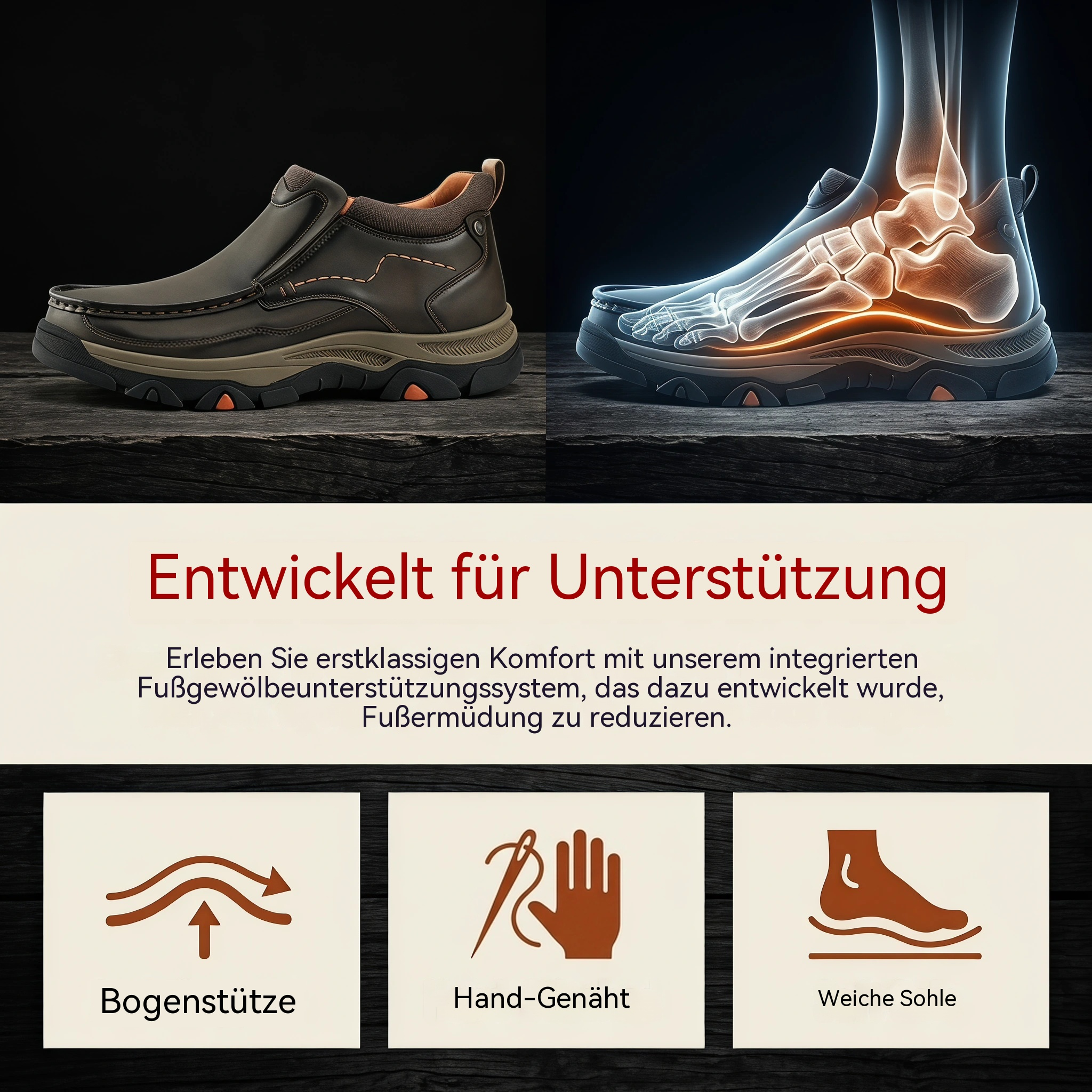 MANTRAFF® Herren-Outdoor-Schlupfstiefel aus vollnarbigem Leder