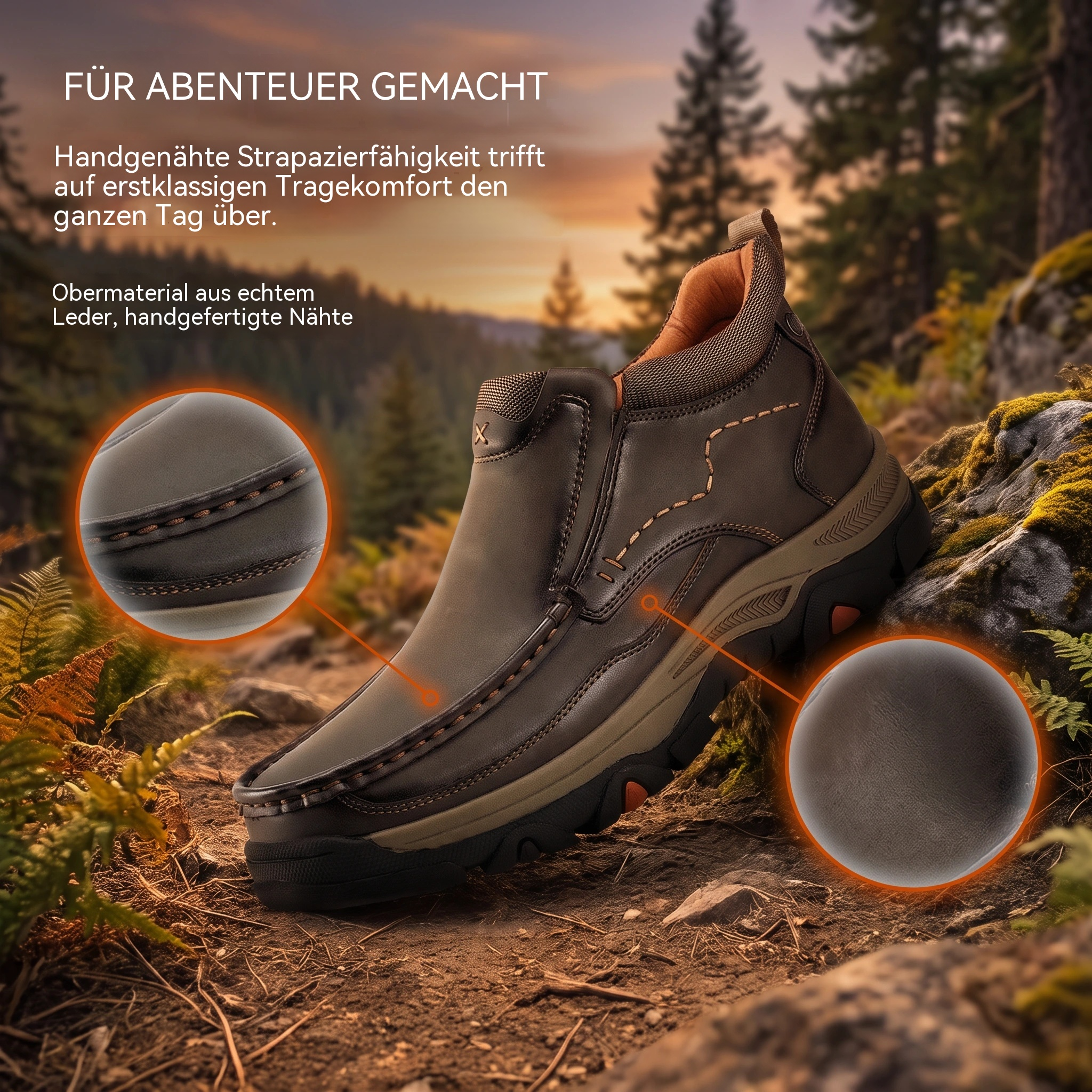 MANTRAFF® Herren-Outdoor-Schlupfstiefel aus vollnarbigem Leder