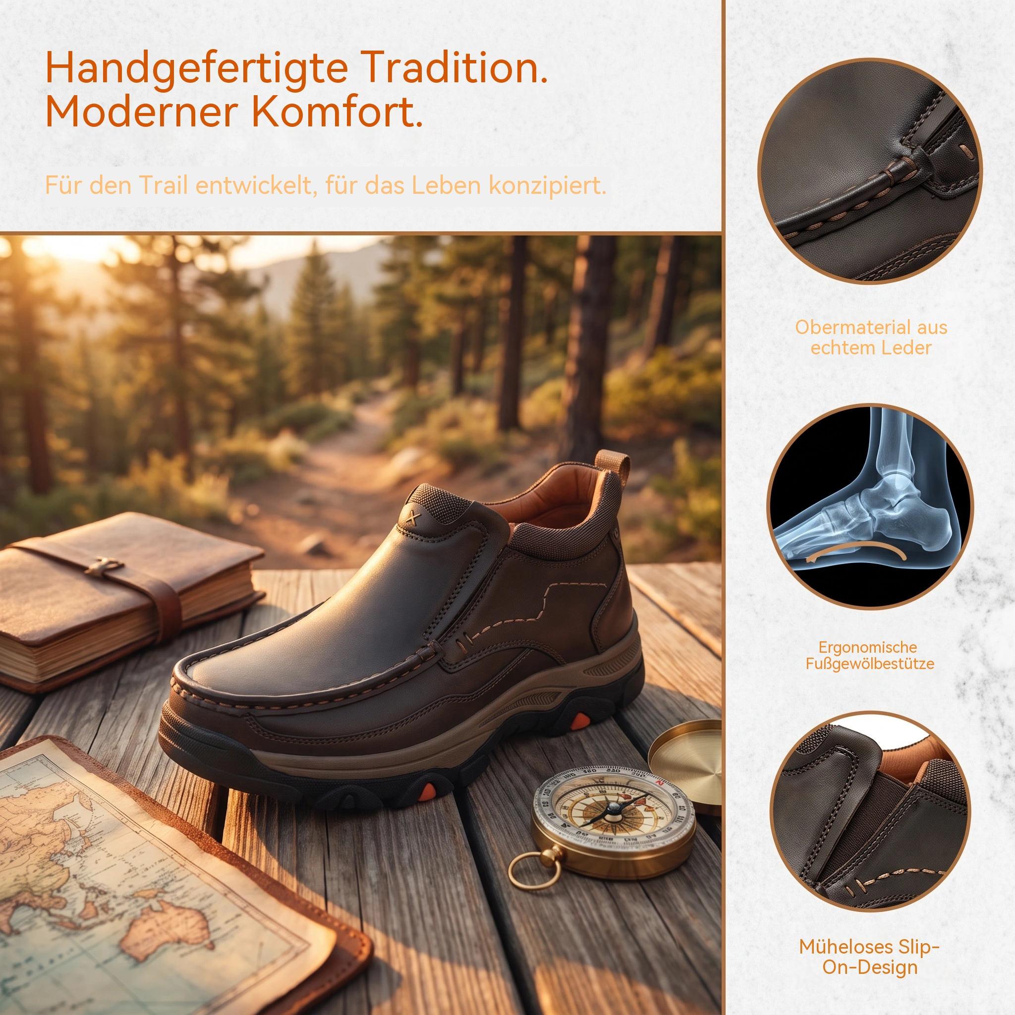 MANTRAFF® Herren-Outdoor-Schlupfstiefel aus vollnarbigem Leder