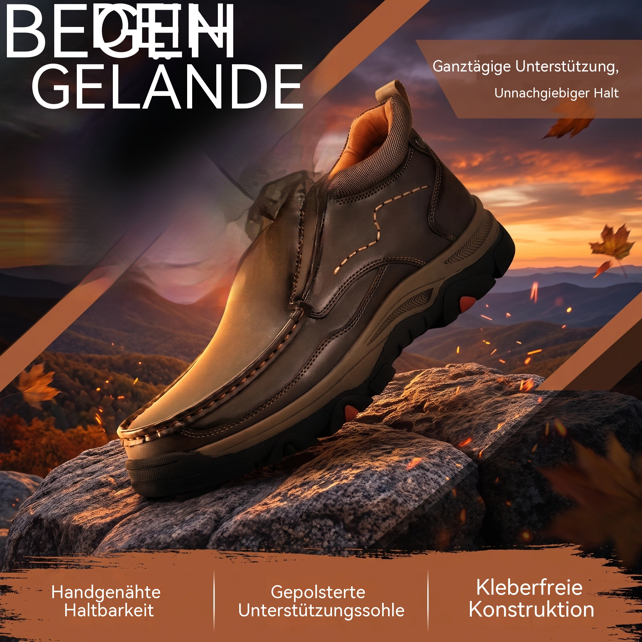 MANTRAFF® Herren-Outdoor-Schlupfstiefel aus vollnarbigem Leder