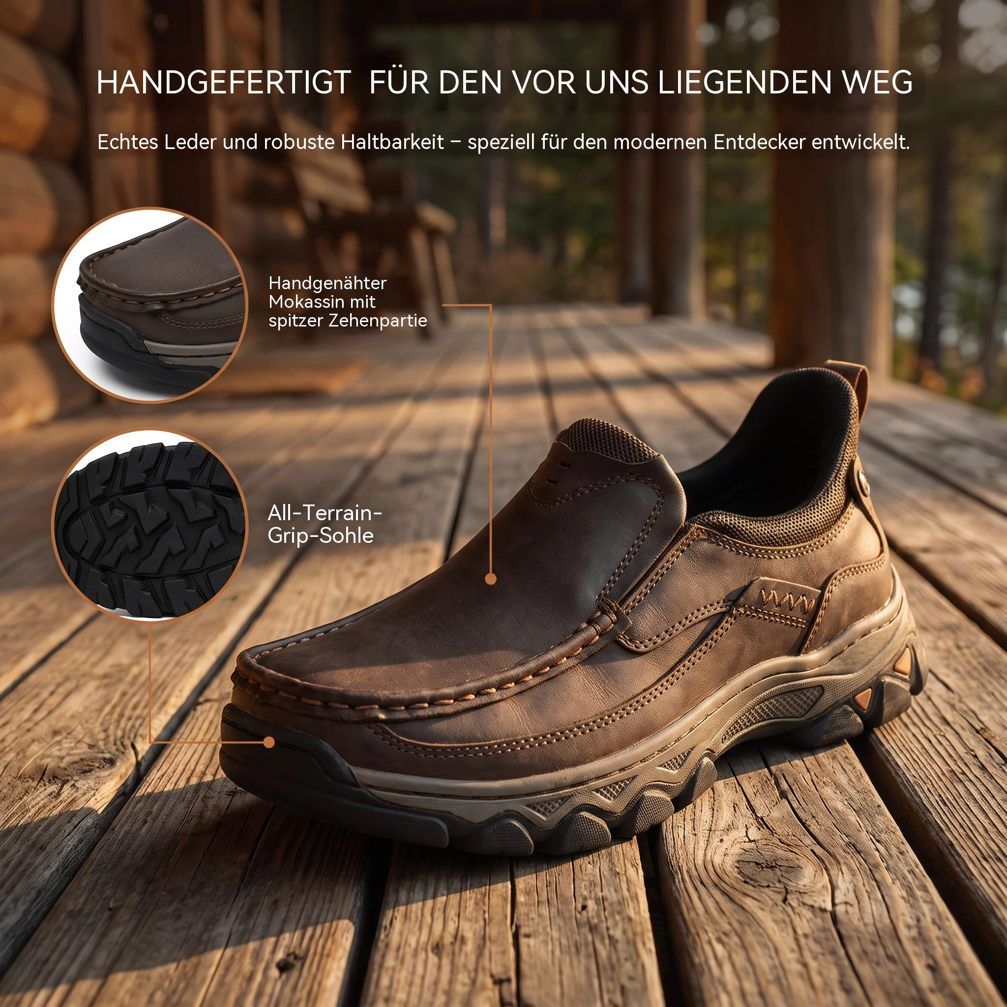 MANTRAFF® Handgefertigte Herren-Slip-Ons aus Rindsleder