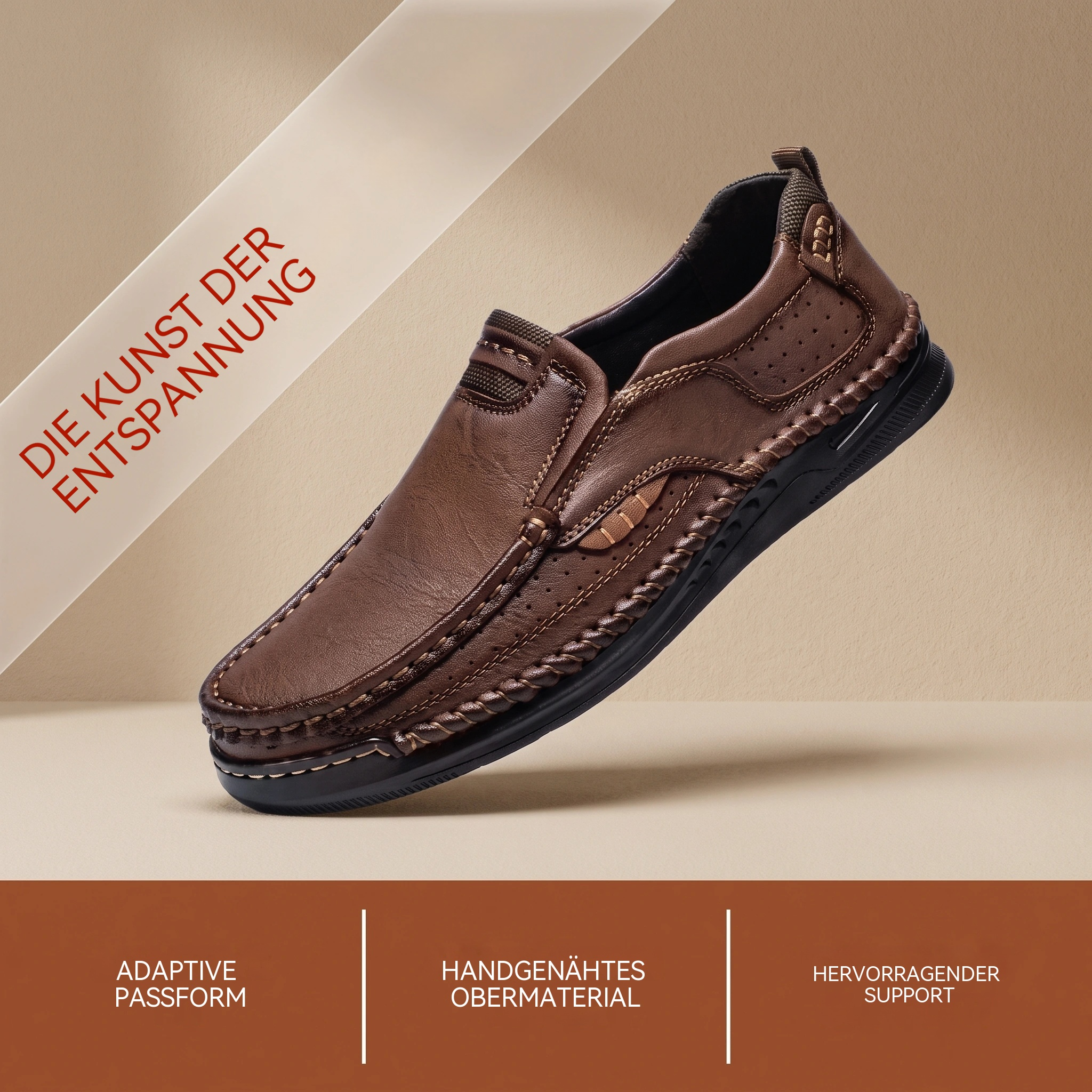 MANTRAFF® Orthopädische Herren-Slipper aus handgefertigtem Echtleder