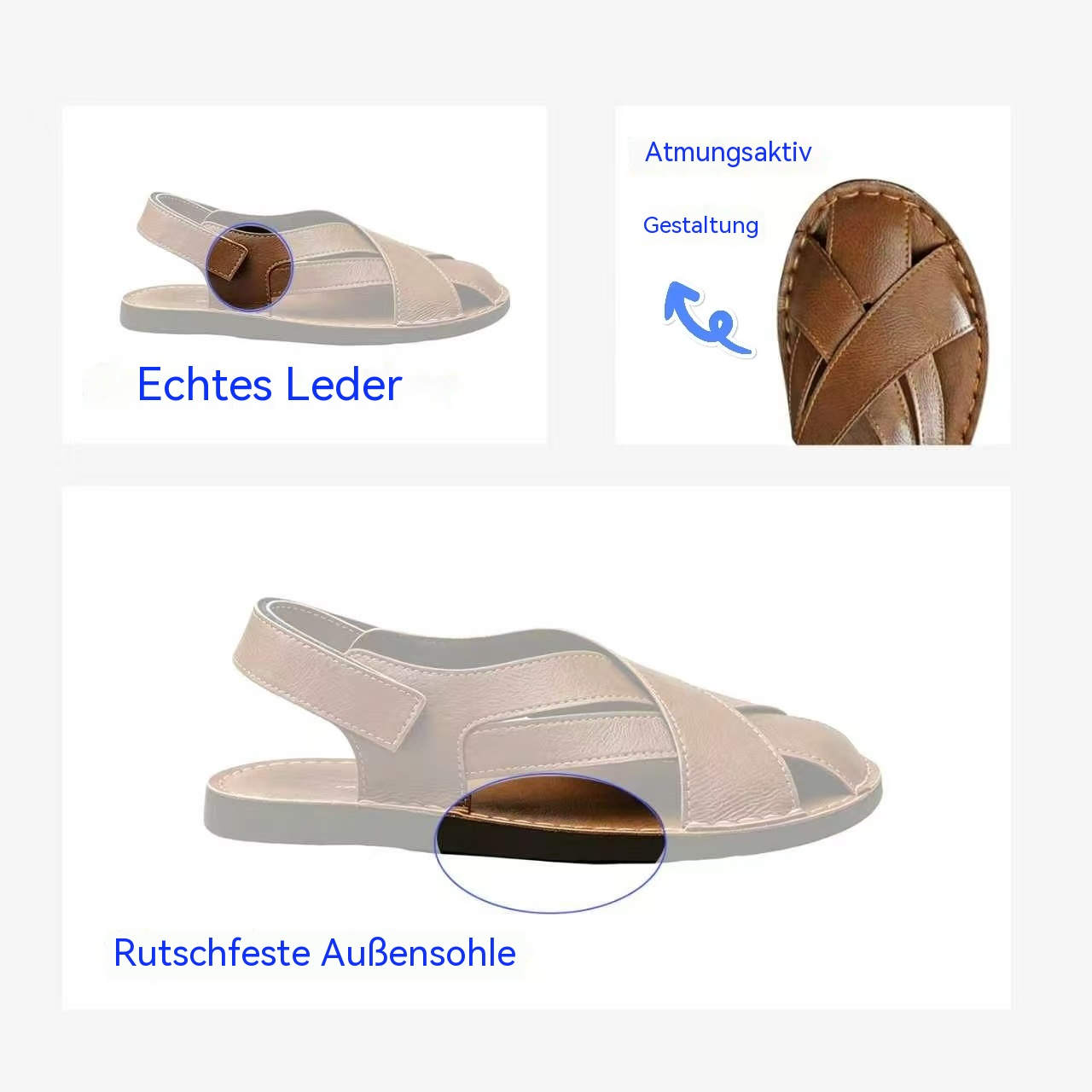 ⏰ Letzter Tag! 45 % Rabatt 🔥 MANTRAFF® Damen-Sandalen aus Echtleder mit geschlossener Zehenpartie