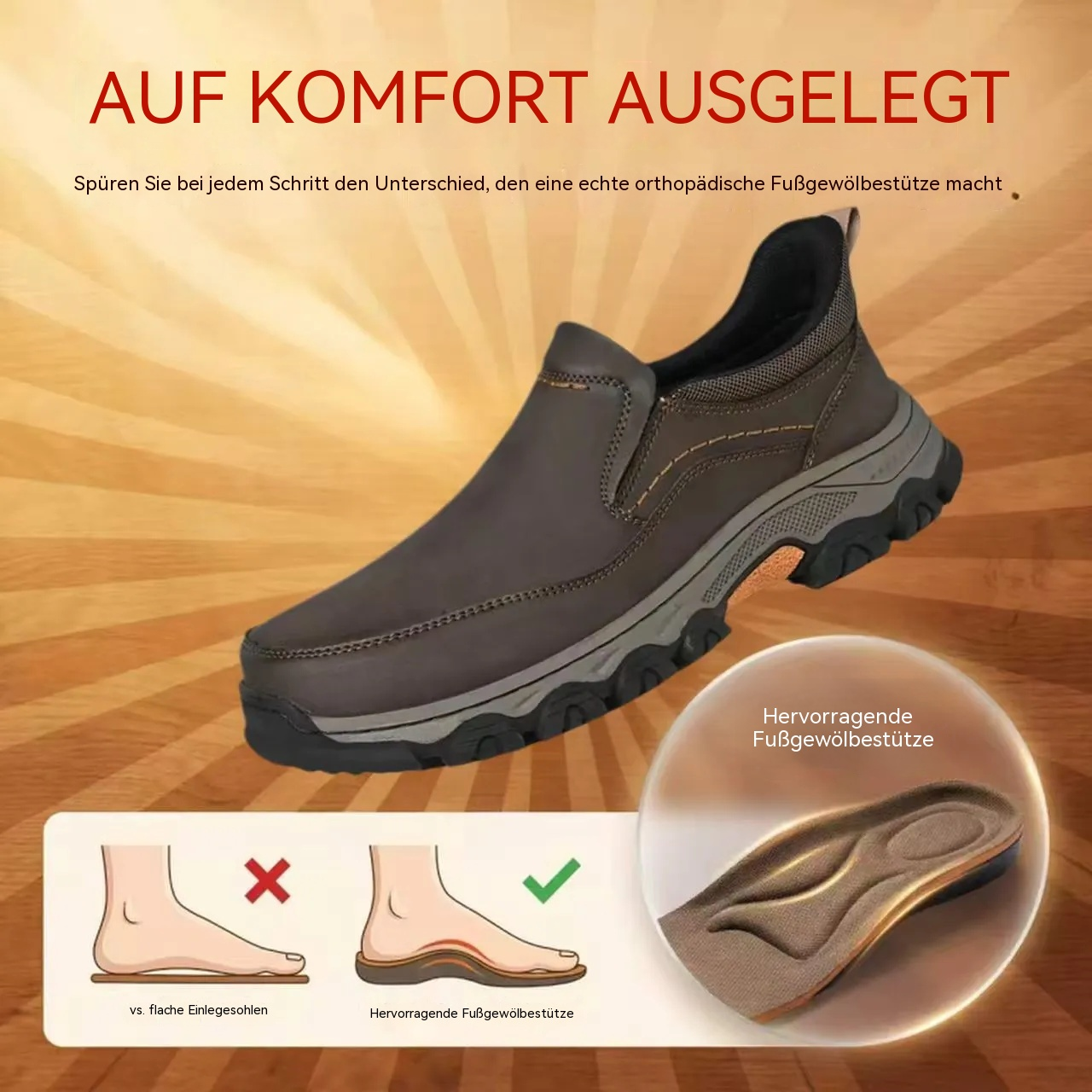 MANTRAFF® Orthopädische Herren-Gehschuhe aus echtem Leder