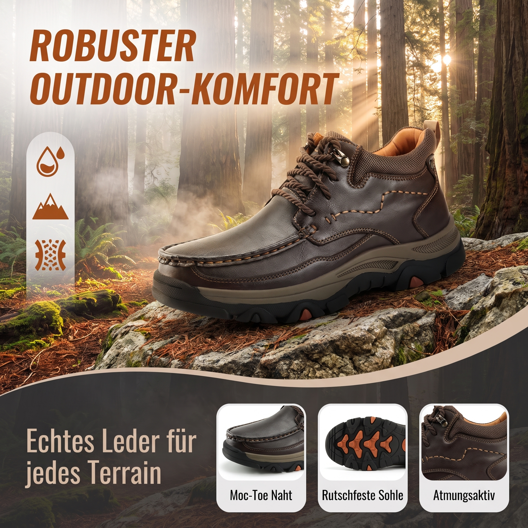 MANTRAFF® Herrenschuhe aus Echtleder Outdoor Wanderschuhe