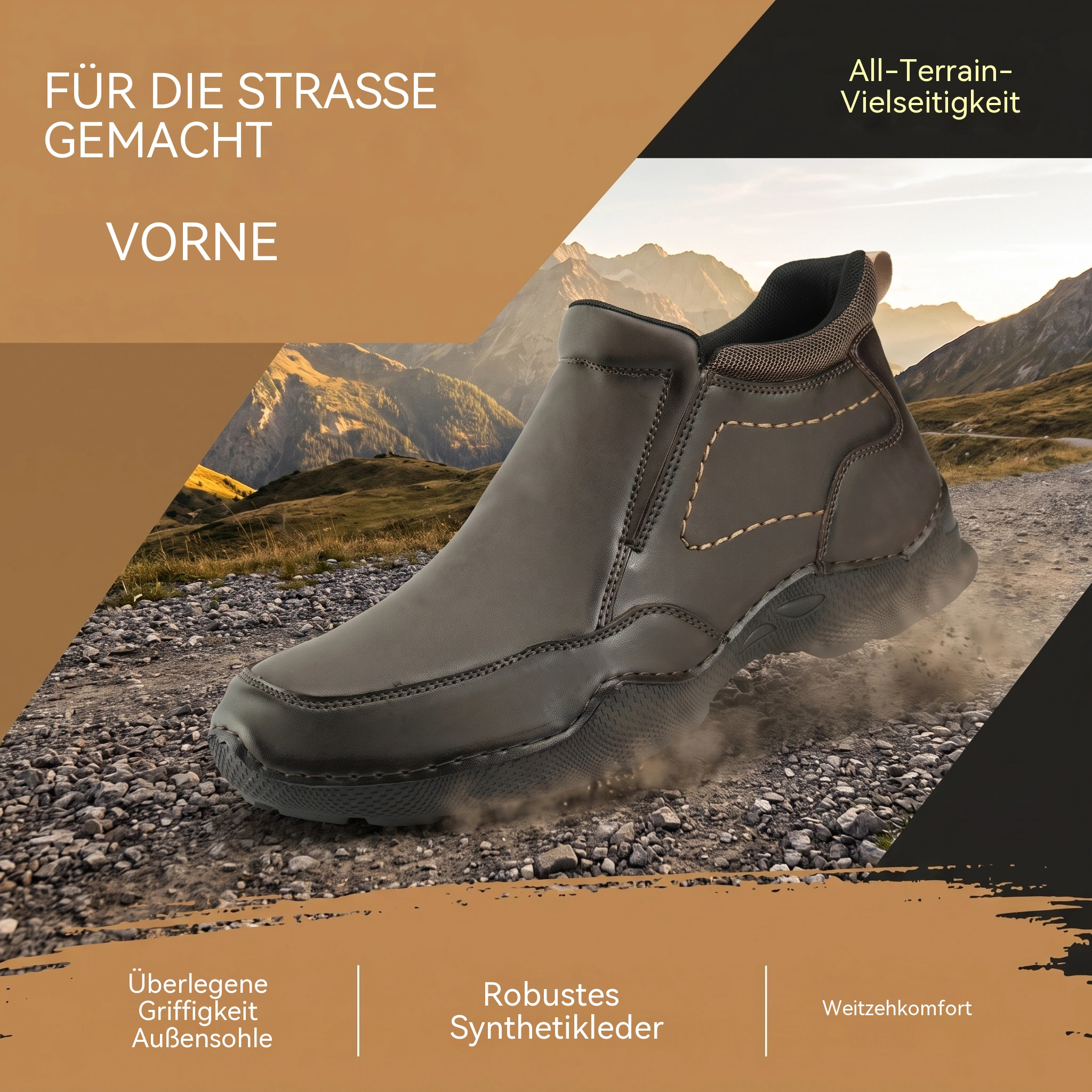 MANTRAFF® Herren-Outdoor-Arbeitsschuhe zum Hineinschlüpfen – Freizeit-Wanderschuhe mit Fußgewölbestütze