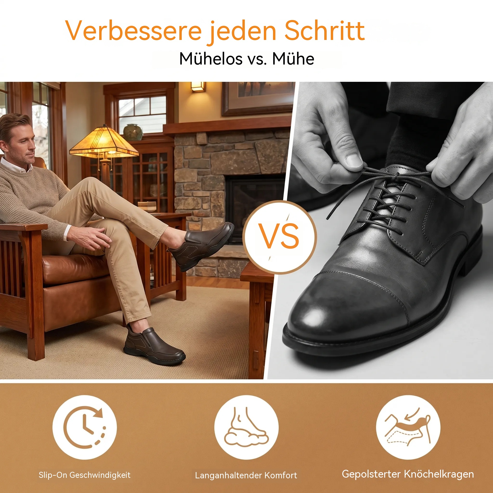 MANTRAFF® Herren-Outdoor-Arbeitsschuhe zum Hineinschlüpfen – Freizeit-Wanderschuhe mit Fußgewölbestütze