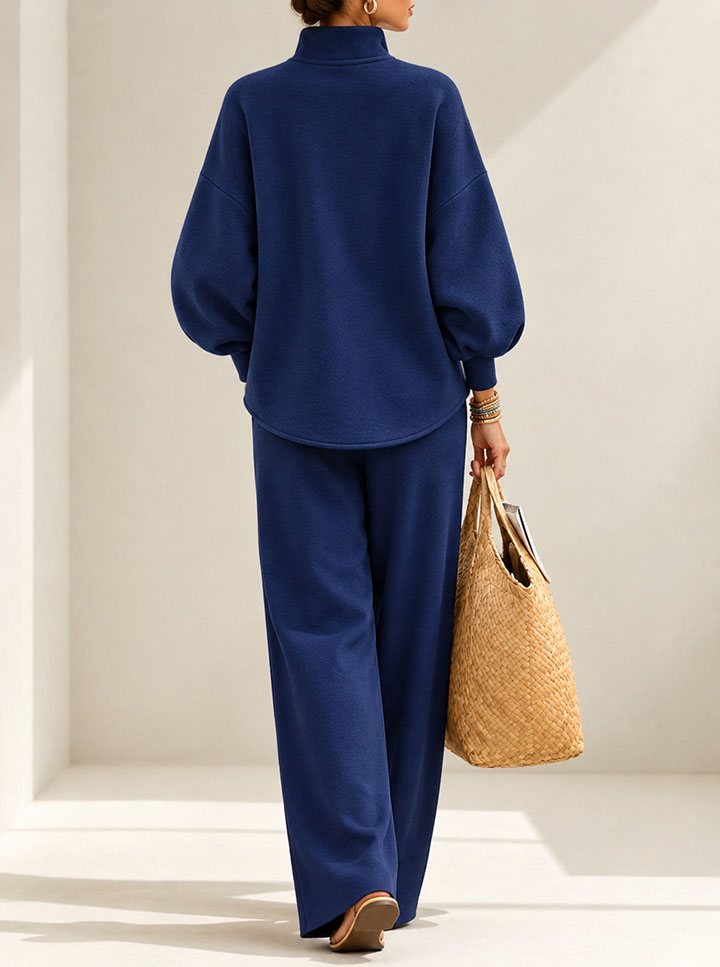CLEARANCE SALE🔥Women's Relaxed Two-Piece Outfit with Button-Front Top & Wide-Leg Pants