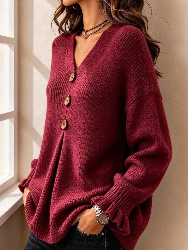 💝💝Special Price Today | Women's Soft V-Neck Textured-Knit Sweater