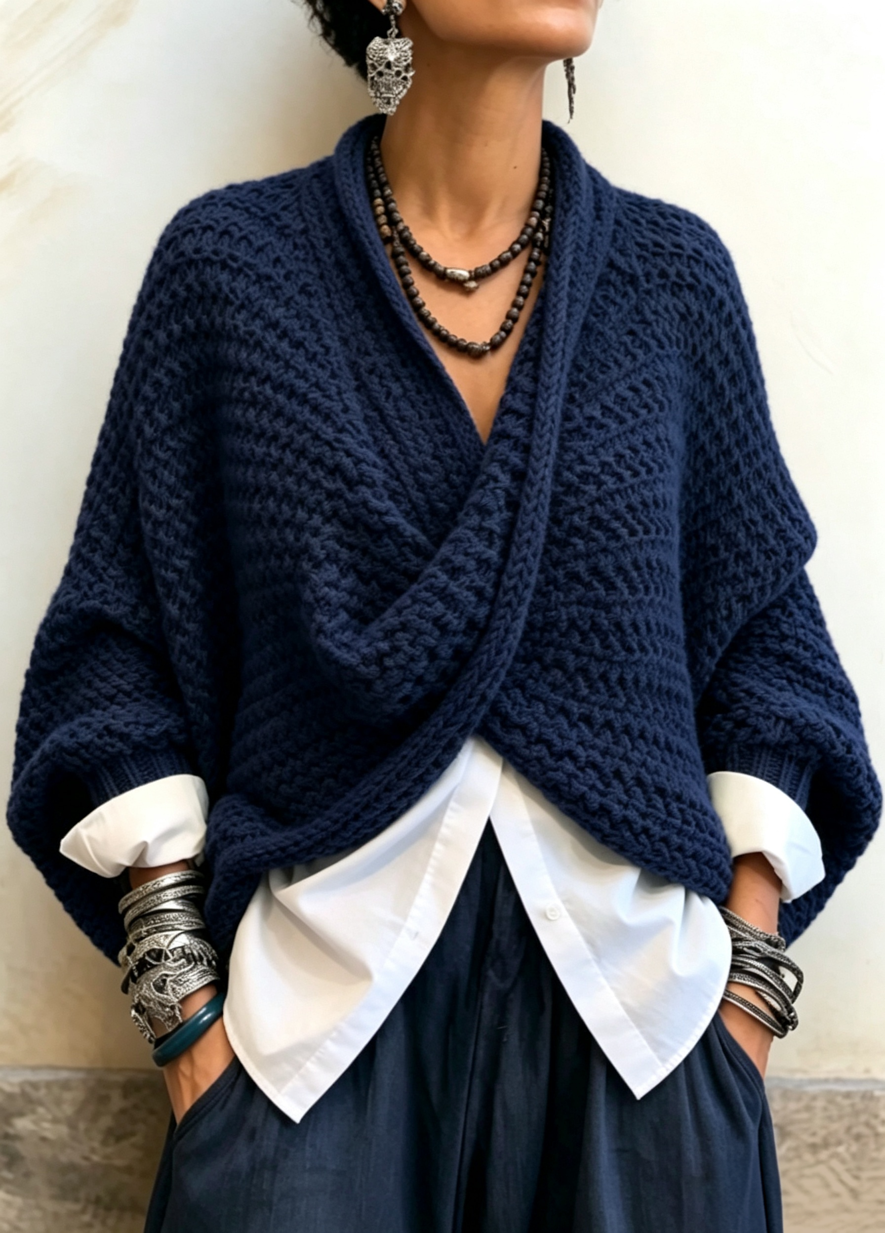 🤲LAST DAY SAVE 49% ⏰Cashmere Cozy Relaxed Batwing Sleeves Crossover V-neck Sweater