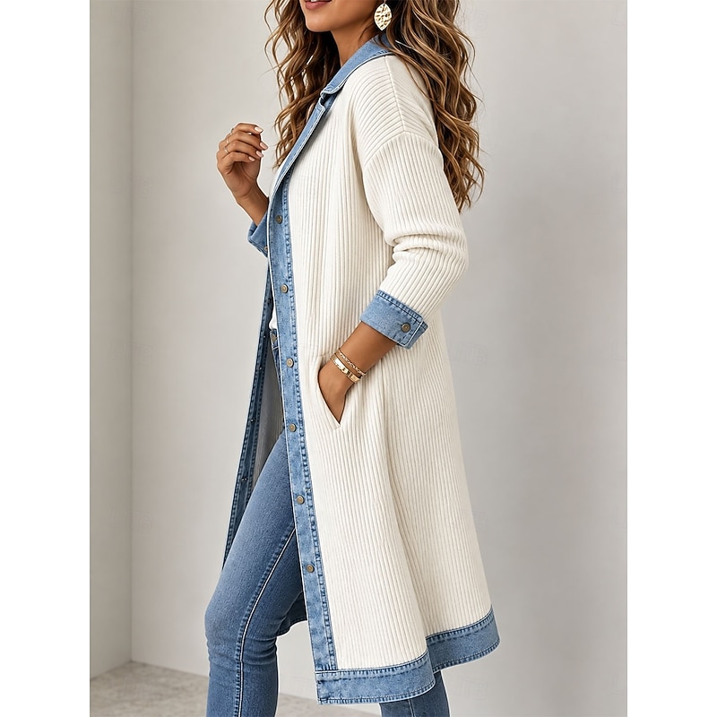 Cityline Patchwork Denim Long Coat - image 2