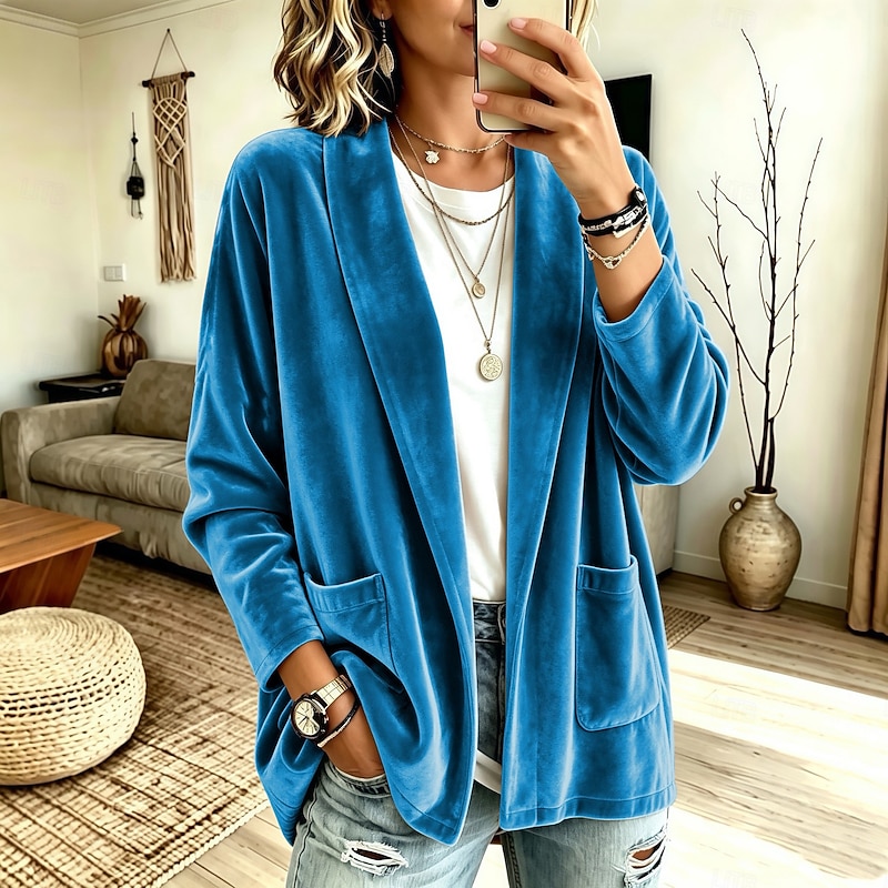 Lustre Open-Front Velvet Blazer - image 6