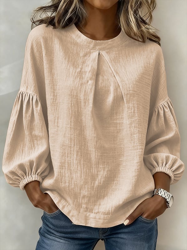 Women's Solid-color Casual Cotton-linen Shirt
