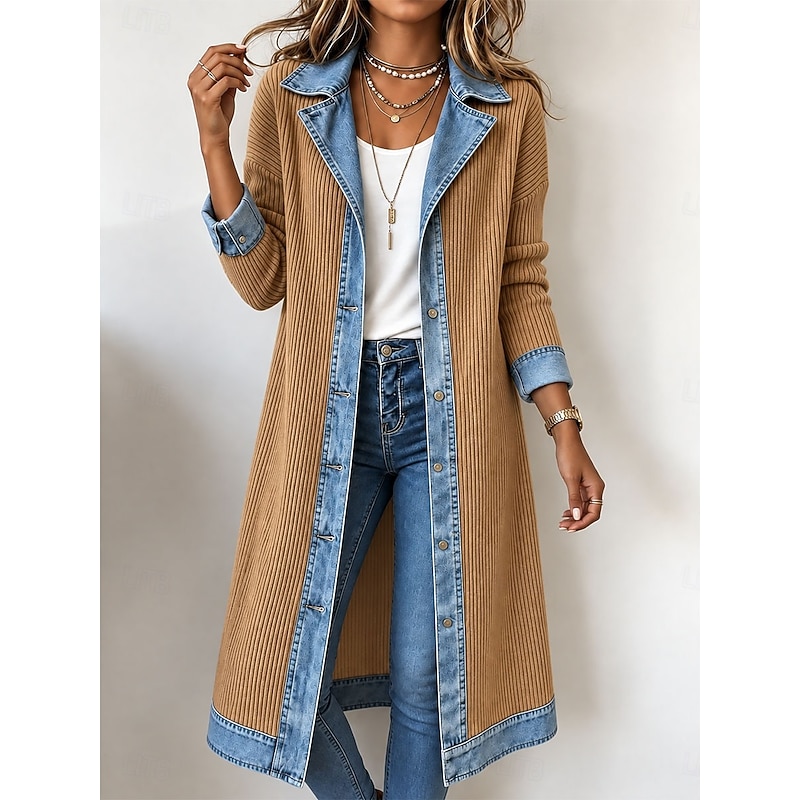 Cityline Patchwork Denim Long Coat - image 5
