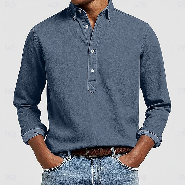 Cambridge Easy-Care Button-Down Shirt - Dark Blue
