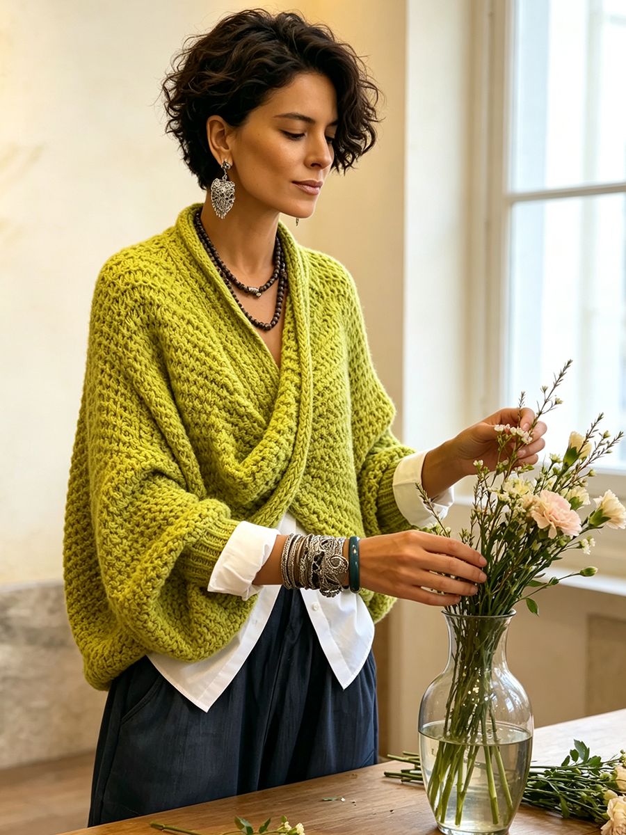 🤲LAST DAY SAVE 49% ⏰Cashmere Cozy Relaxed Batwing Sleeves Crossover V-neck Sweater