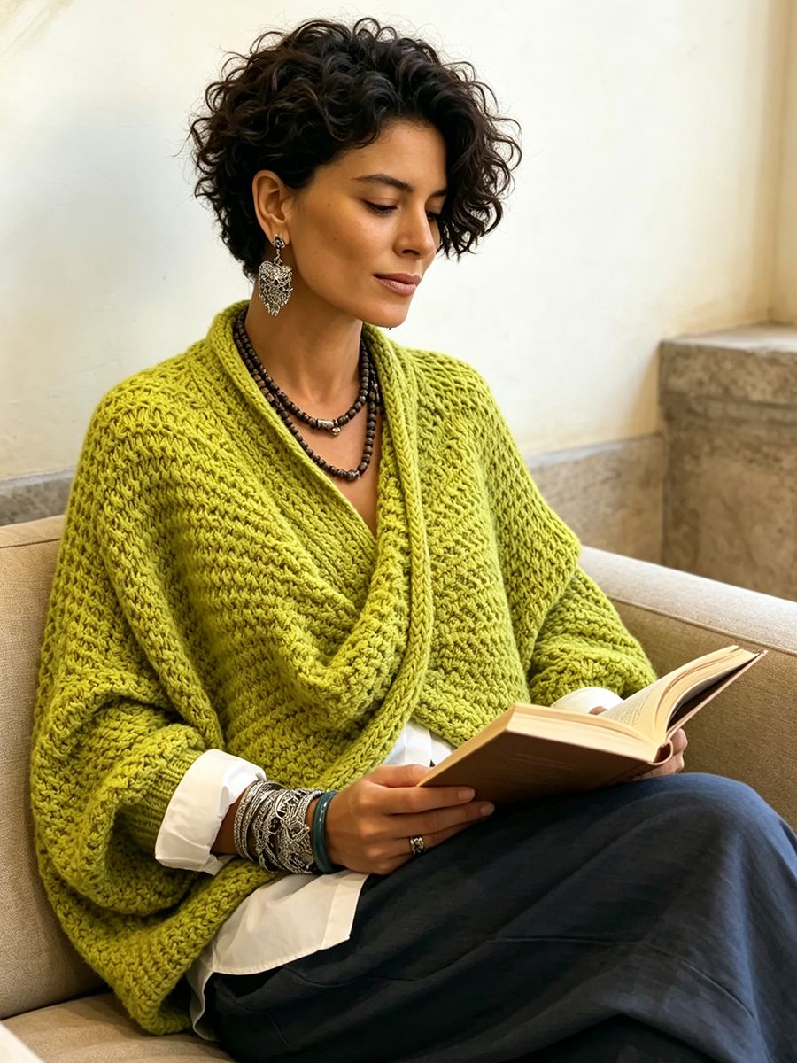 🤲LAST DAY SAVE 49% ⏰Cashmere Cozy Relaxed Batwing Sleeves Crossover V-neck Sweater