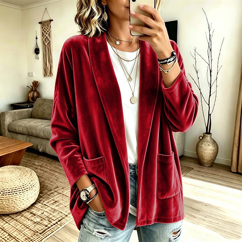 Lustre Open-Front Velvet Blazer - image 4