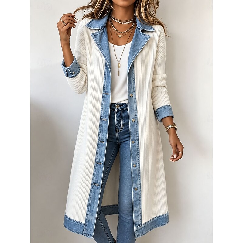 Cityline Patchwork Denim Long Coat - image 1