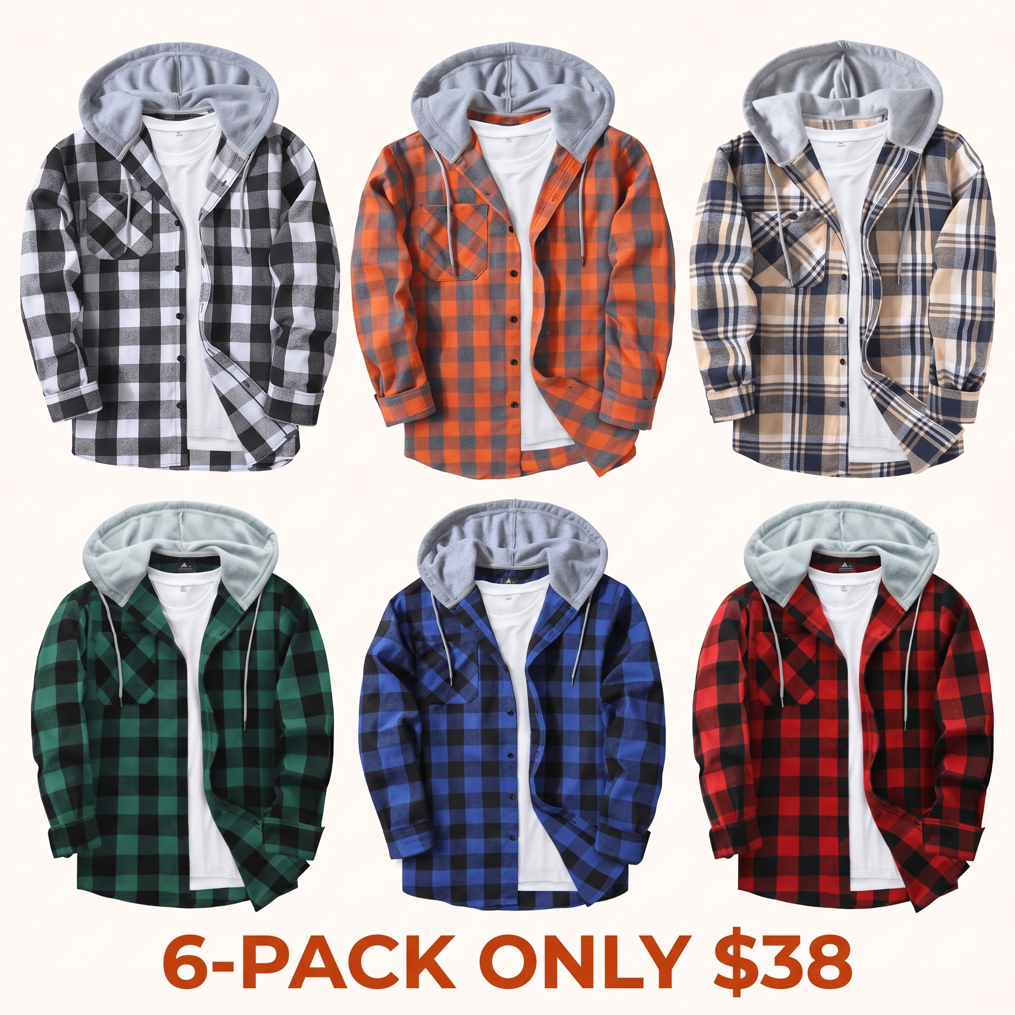 Men's Big & Tall Plaid Flannel Hooded Long-Sleeve Shirt Jacket
