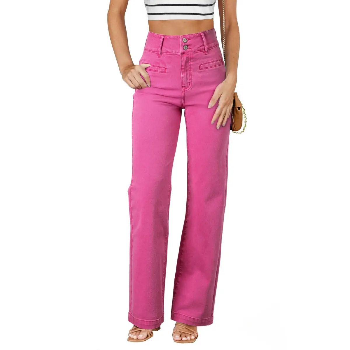 Women's High-Waisted Straight-Leg Stretch Jeans