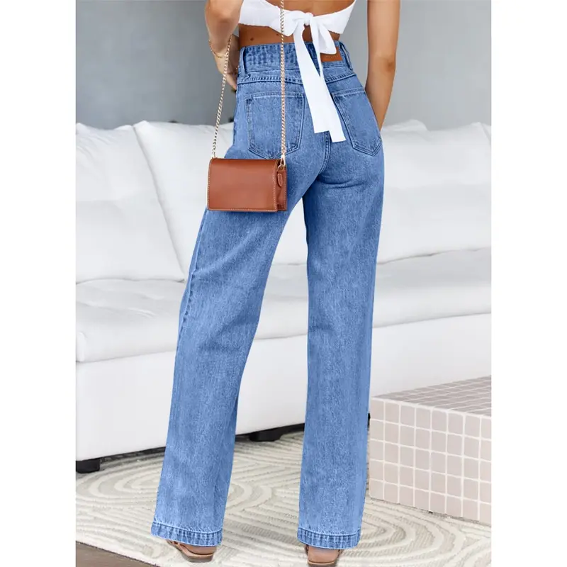 Women's High-Waisted Straight-Leg Stretch Jeans